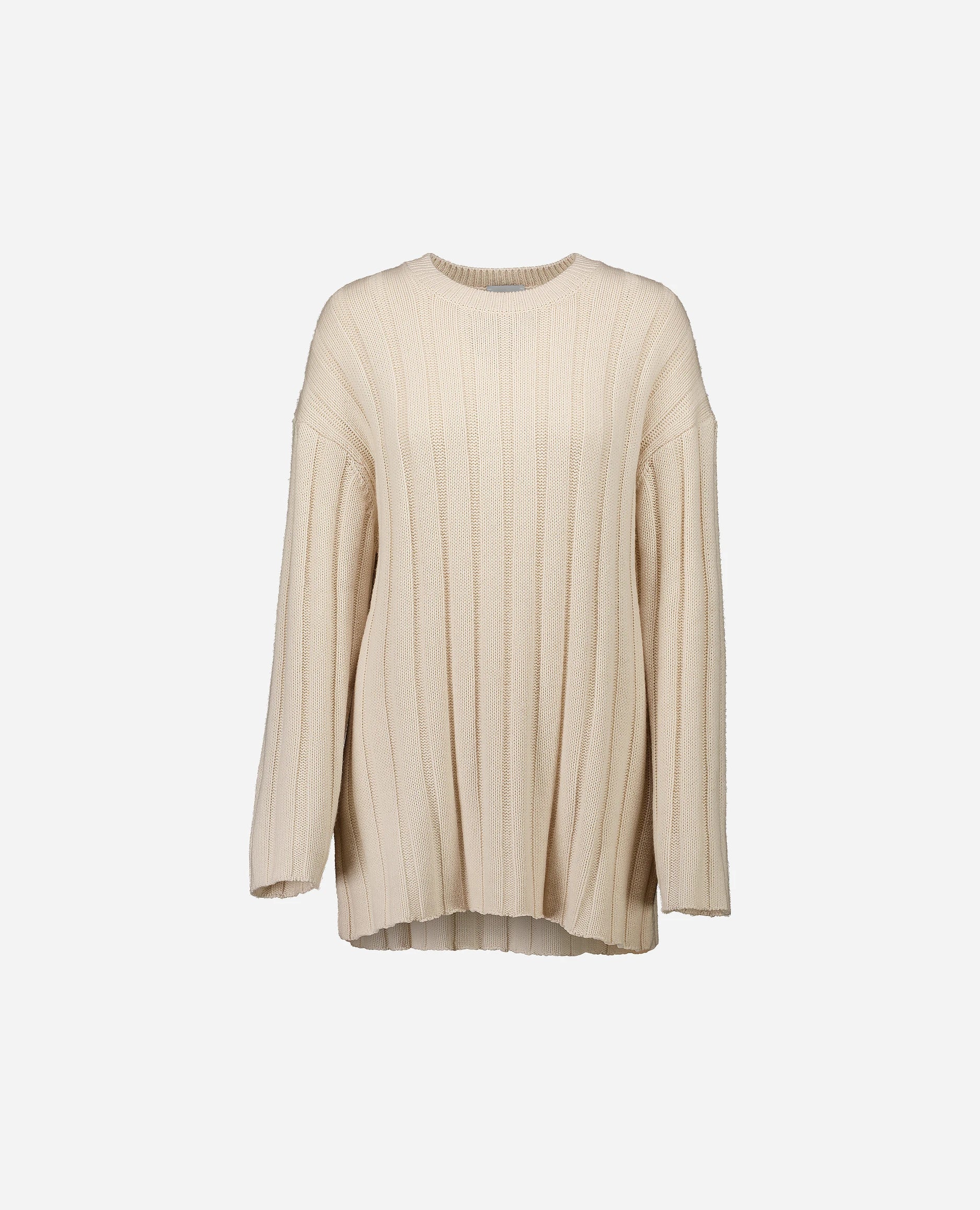 252-15053-41_3 - Allude - 30% Cashmere 70% Baumwolle Active Baumwoll-Mischung Creme Damen Grobstrick Langarm Lockerer Schnitt SAPG::252-15053 Spring/Summer 2025 Tunika