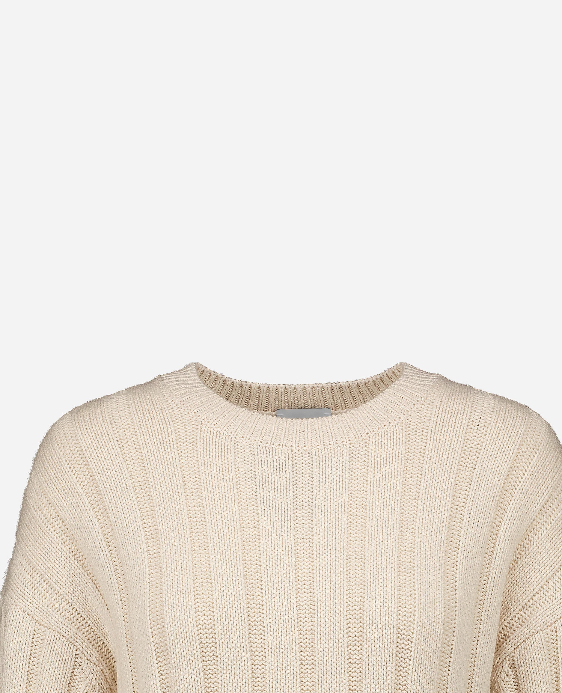 252-15053-41_40 - Allude - 30% Cashmere 70% Baumwolle Active Baumwoll-Mischung Creme Damen Grobstrick Langarm Lockerer Schnitt SAPG::252-15053 Spring/Summer 2025 Tunika