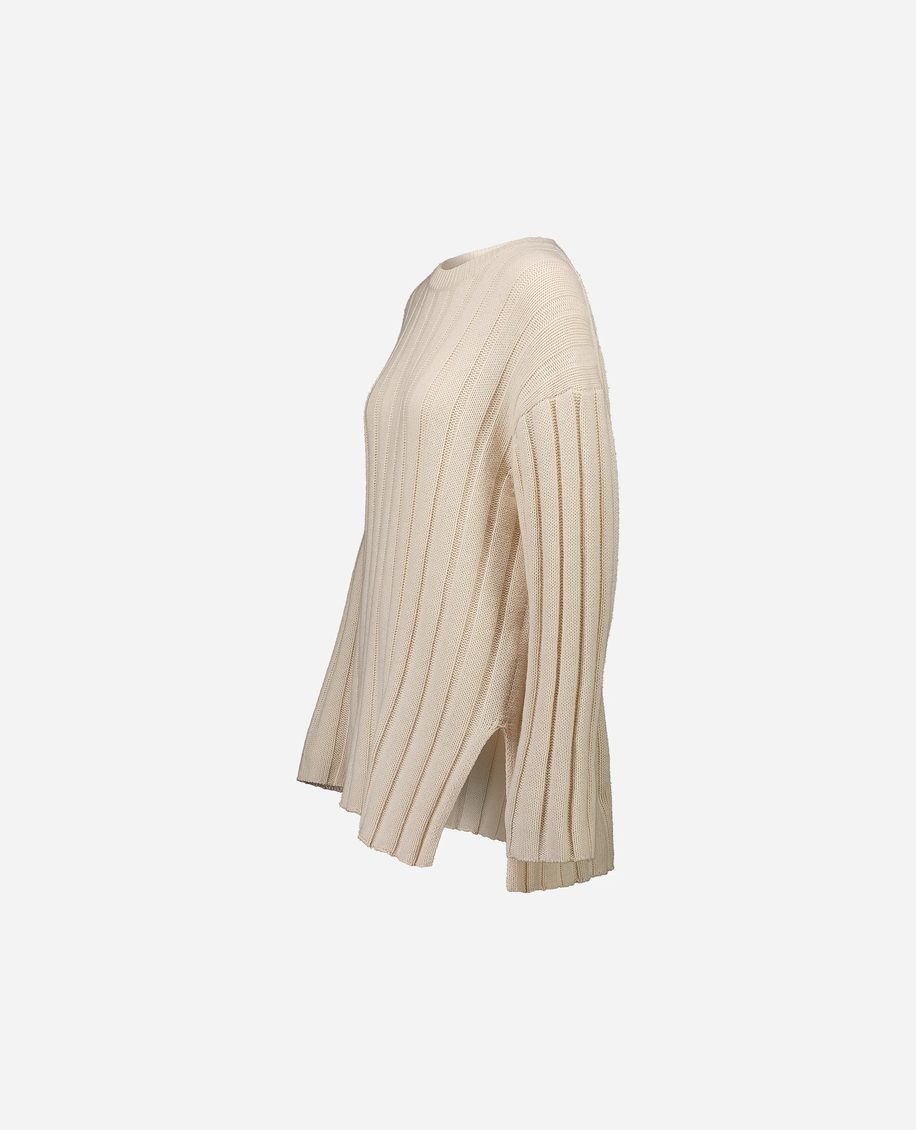 252-15053-41_42 - Allude - 30% Cashmere 70% Baumwolle Active Baumwoll-Mischung Creme Damen Grobstrick Langarm Lockerer Schnitt SAPG::252-15053 Spring/Summer 2025 Tunika