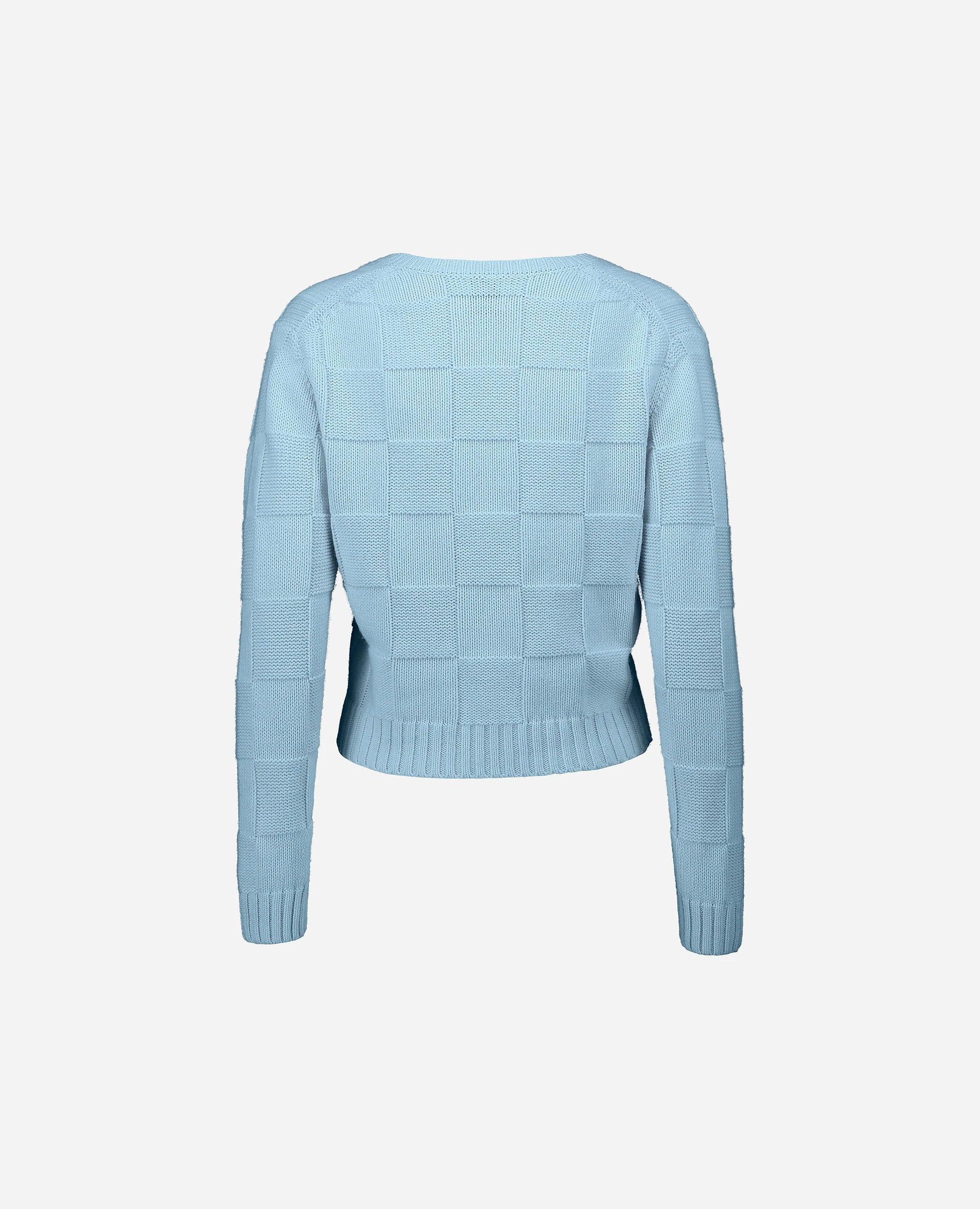 252-15071-11_4 - Allude - 30% Cashmere 70% Baumwolle Active Allude x Eisbach Baumwoll-Mischung Blau Damen Grobstrick Kastiger Schnitt Langarm Pullover SAPG::252-15071 Spring/Summer 2025 V-Ausschnitt