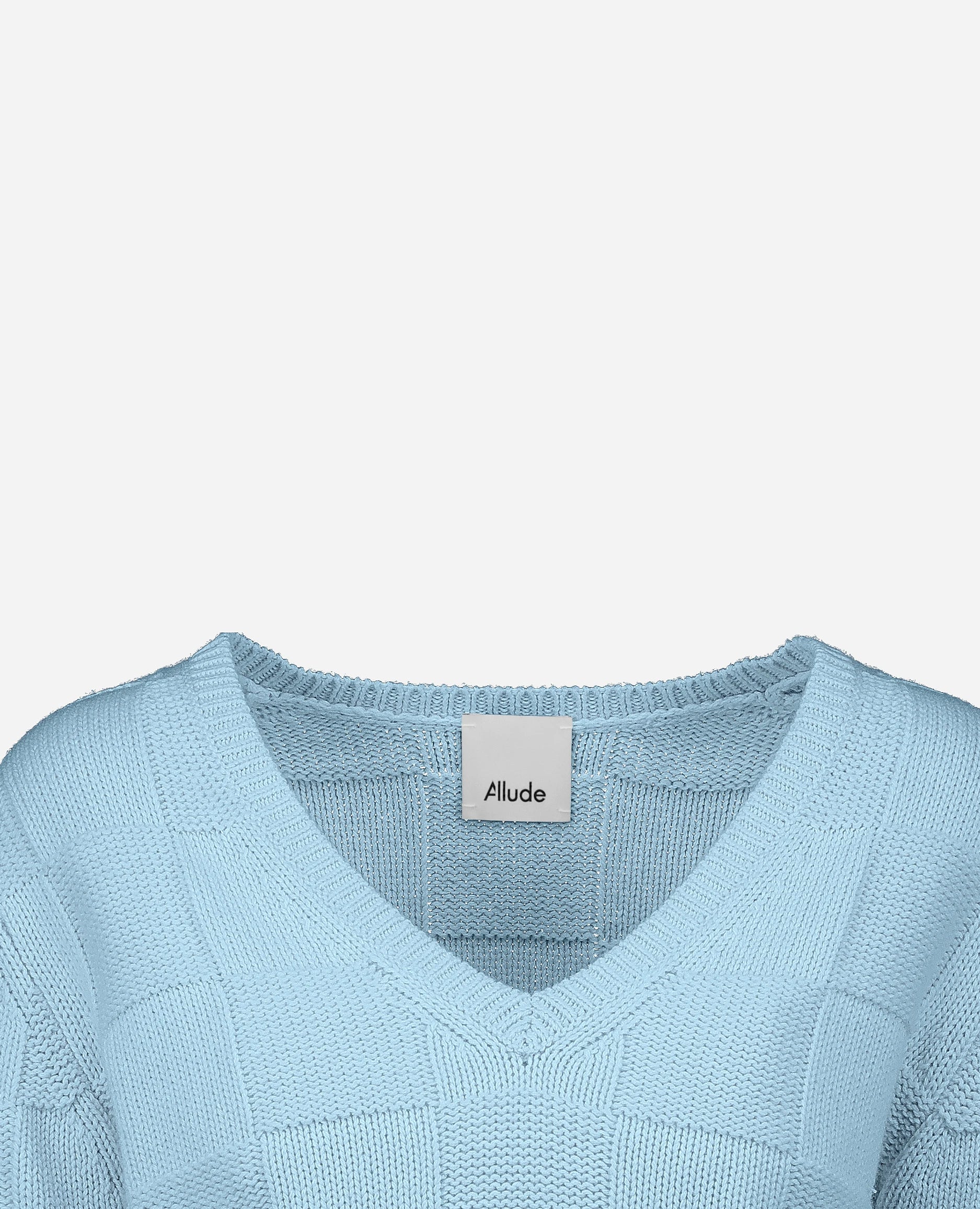 252-15071-11_40 - Allude - 30% Cashmere 70% Baumwolle Active Allude x Eisbach Baumwoll-Mischung Blau Damen Grobstrick Kastiger Schnitt Langarm Pullover SAPG::252-15071 Spring/Summer 2025 V-Ausschnitt