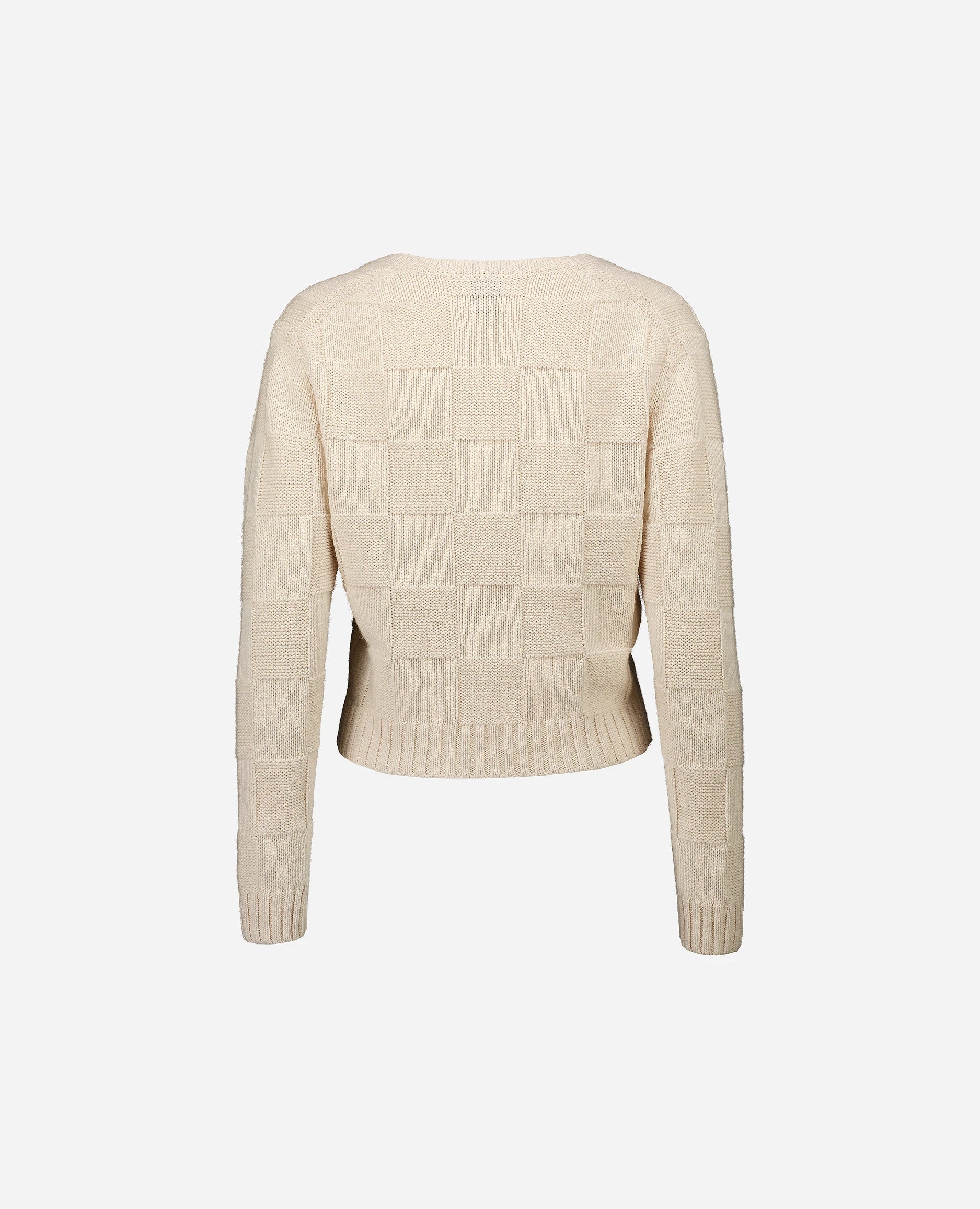252-15071-41_4 - Allude - 30% Cashmere 70% Baumwolle Allude x Eisbach Baumwoll-Mischung Creme Damen Grobstrick Kastiger Schnitt Langarm Pullover SAPG::252-15071 Spring/Summer 2025 V-Ausschnitt