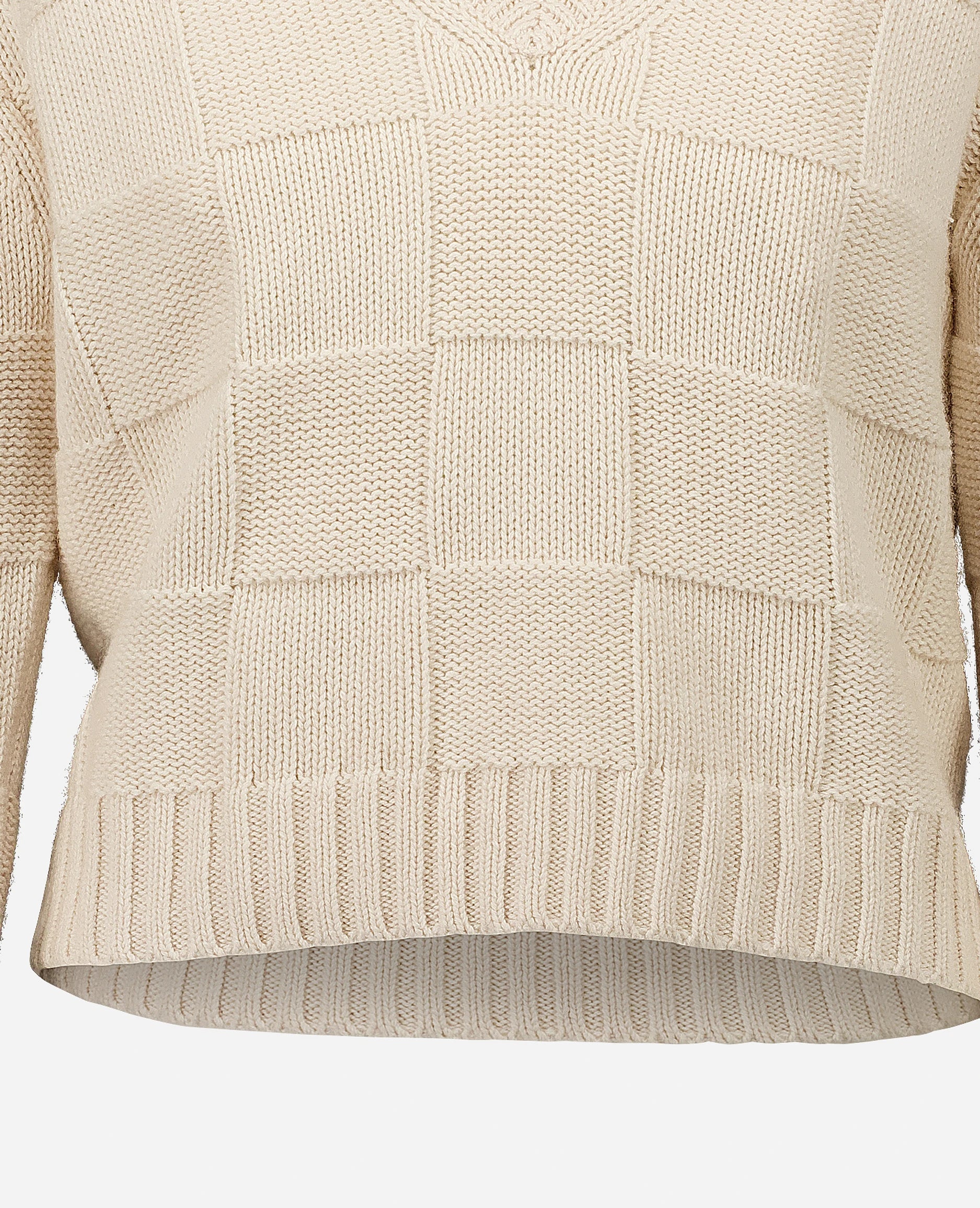 252-15071-41_41 - Allude - 30% Cashmere 70% Baumwolle Allude x Eisbach Baumwoll-Mischung Creme Damen Grobstrick Kastiger Schnitt Langarm Pullover SAPG::252-15071 Spring/Summer 2025 V-Ausschnitt