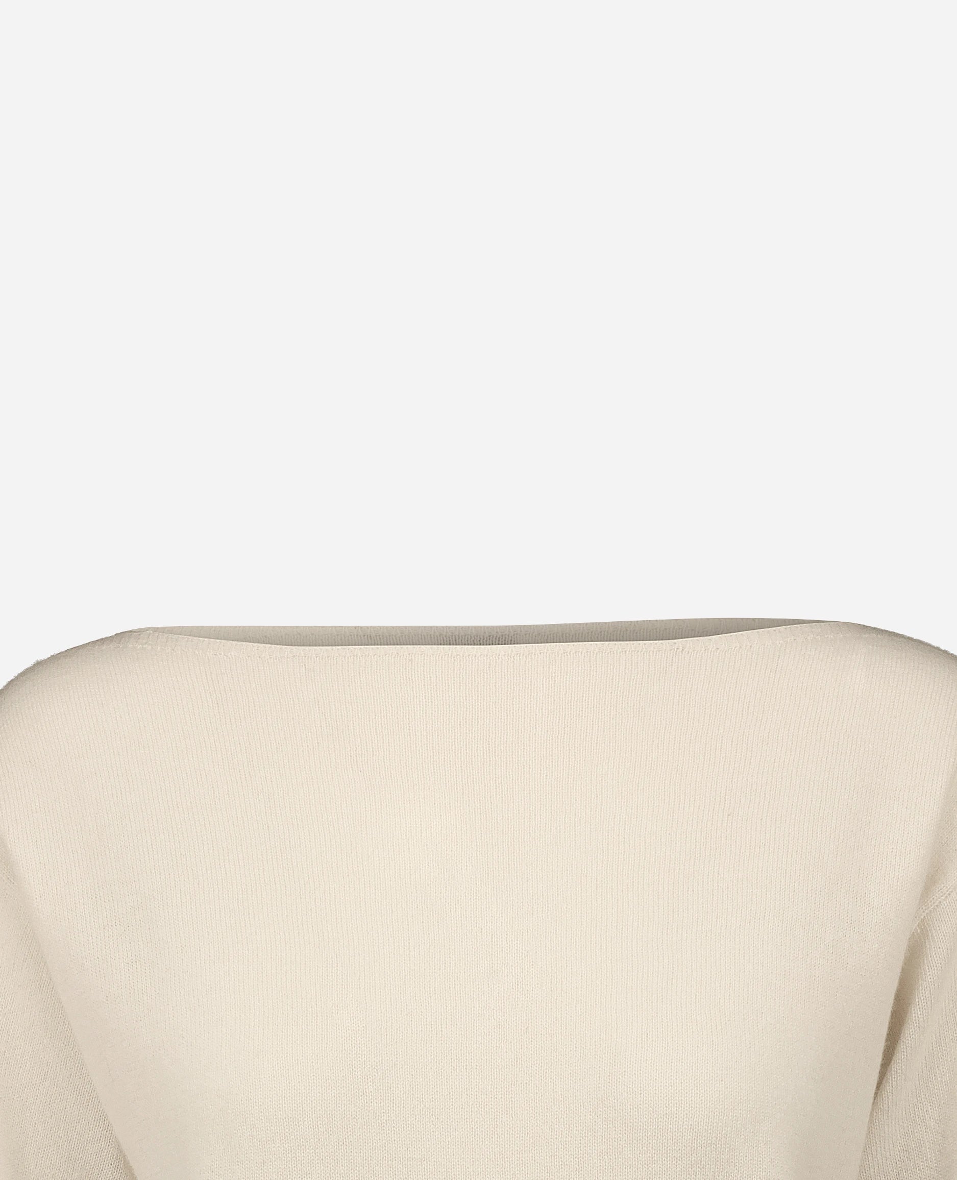 252-17003-41_40 - Allude - 30% Cashmere 70% Wolle Active Bootshalsausschnitt Creme Damen Feinstrick Gerade Passform Langarm Pullover SAPG::252-17003 Spring/Summer 2025 Woll-Mischung