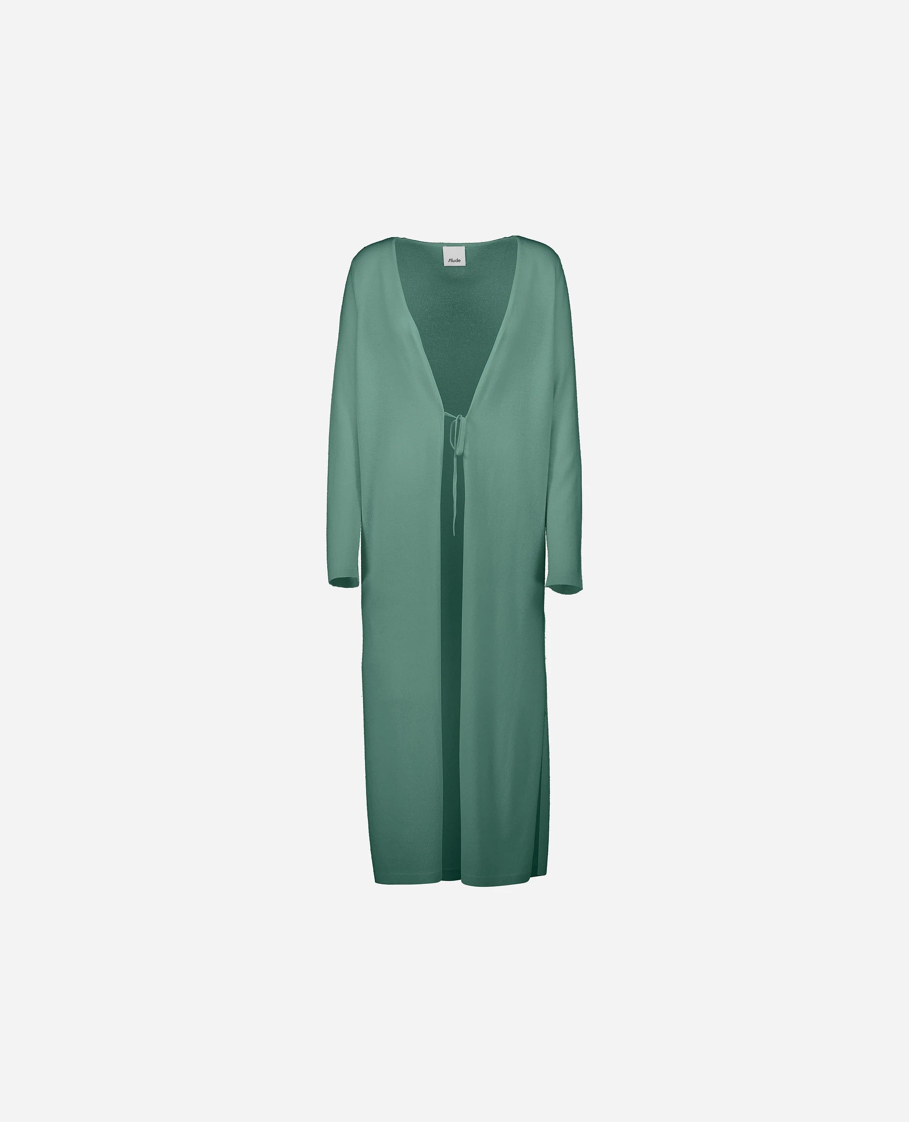 252-17010-32_3 - Allude - 30% Cashmere 70% Wolle Active Damen Feinstrick Gerade Passform Grün Langarm offen SAPG::252-17010 Spring/Summer 2025 Strickjacke Woll-Mischung