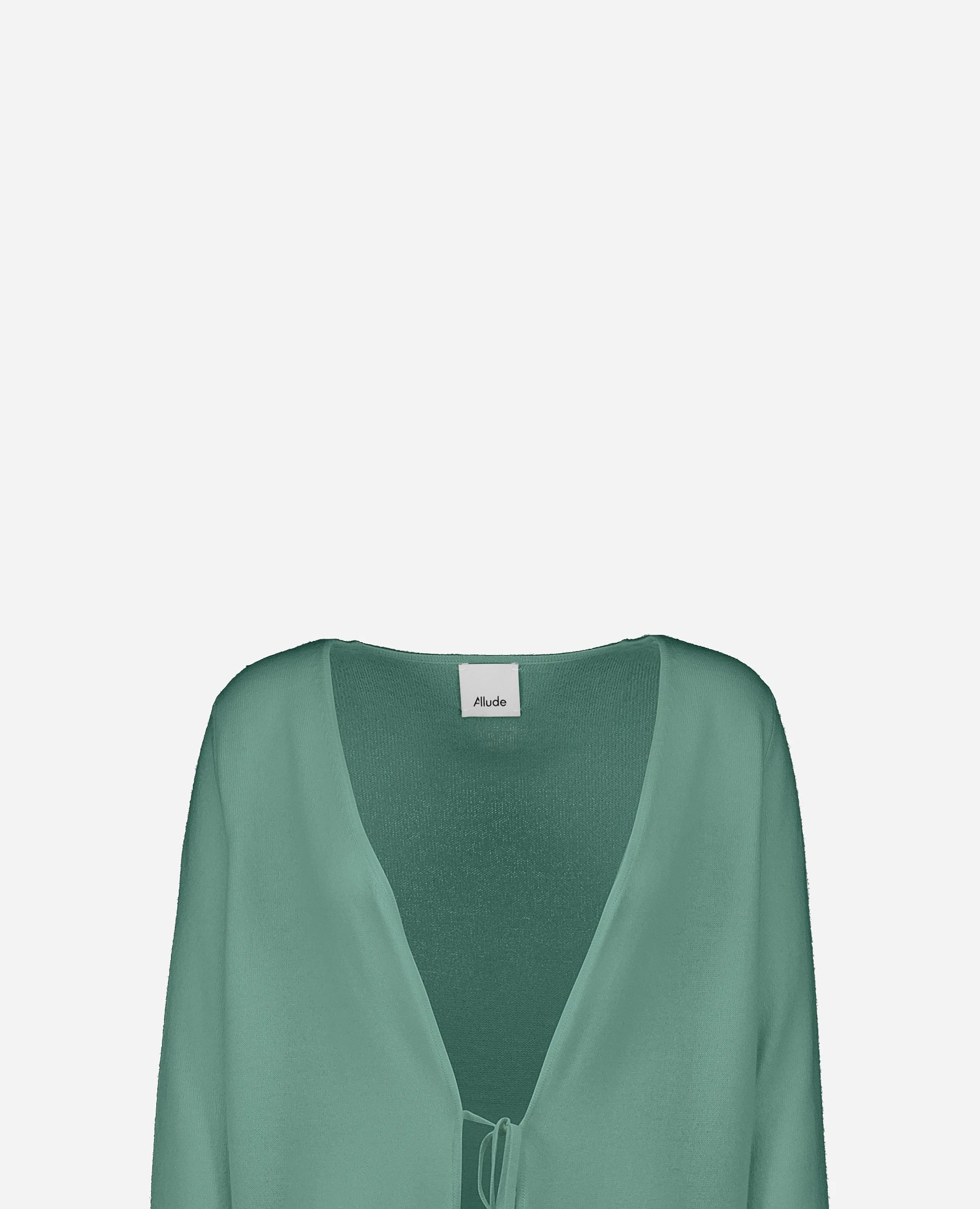 252-17010-32_40 - Allude - 30% Cashmere 70% Wolle Active Damen Feinstrick Gerade Passform Grün Langarm offen SAPG::252-17010 Spring/Summer 2025 Strickjacke Woll-Mischung