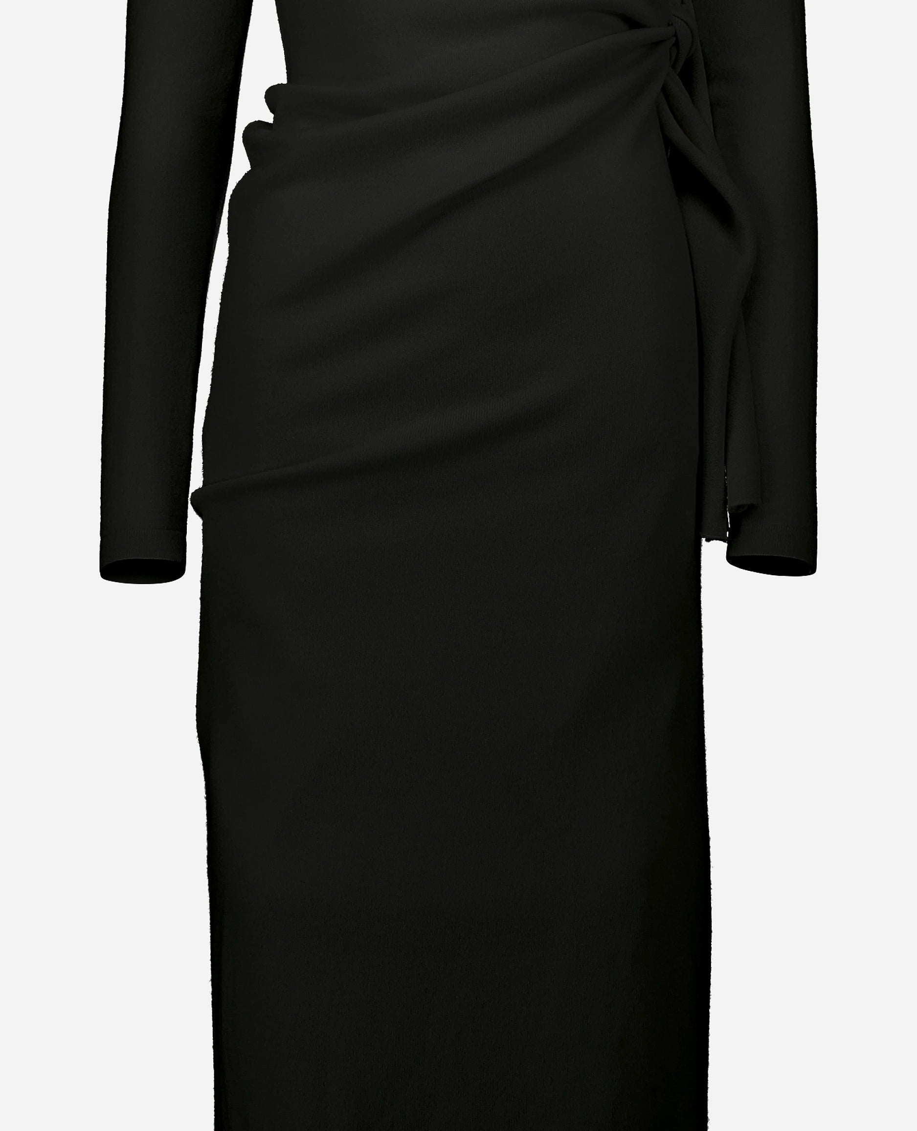 252-17014-90_41 - Allude - 30% Cashmere 70% Wolle Active Damen Feinstrick Gerade Passform Kleid Langarm Rundhals SAPG::252-17014 Schwarz Spring/Summer 2025 Woll-Mischung