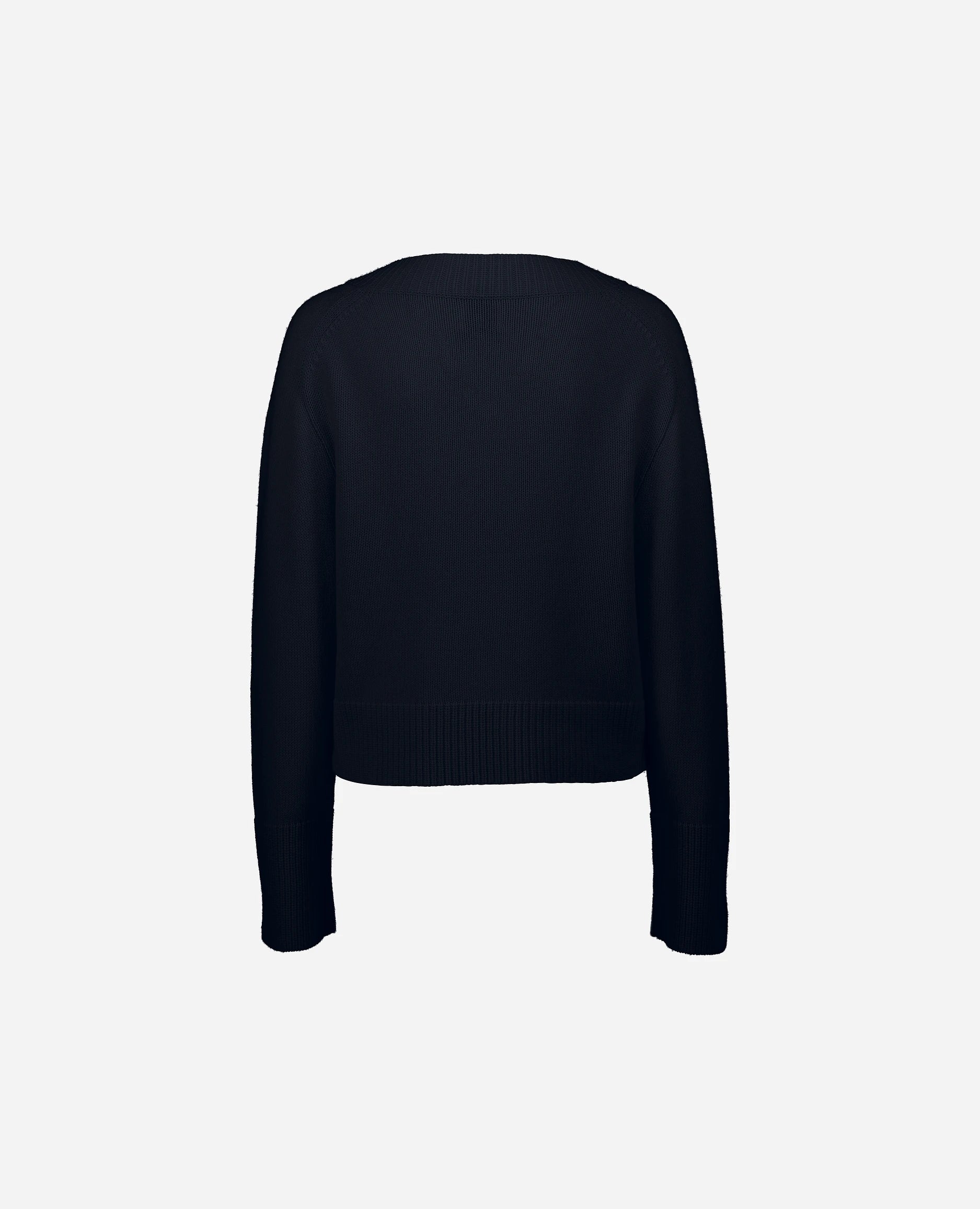 252-17033-14_4 - Allude - 30% Cashmere 70% Wolle Active Damen Grobstrick Kastiger Schnitt Langarm Navy Pullover SAPG::252-17033 Spring/Summer 2025 V-Ausschnitt Woll-Mischung