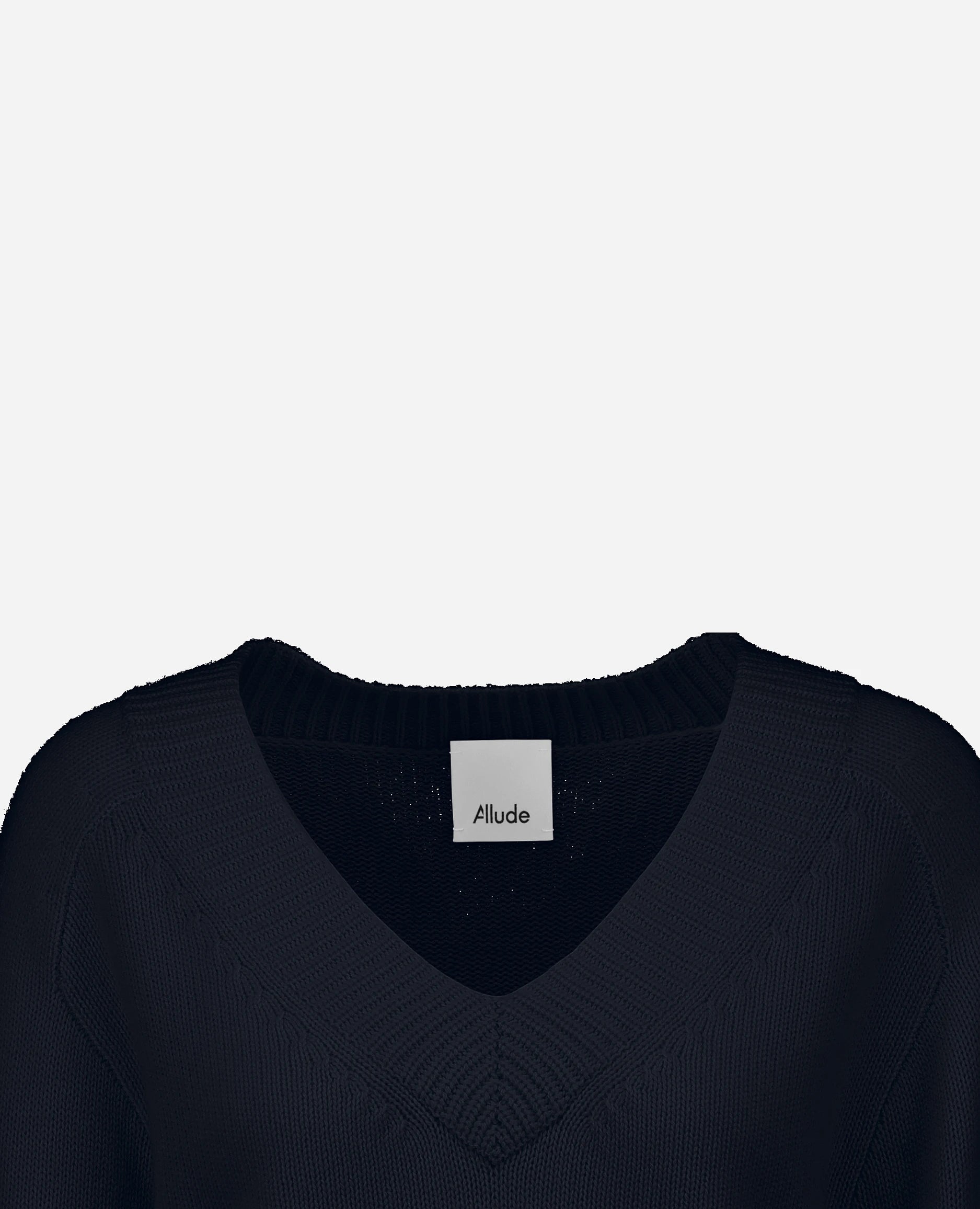 252-17033-14_40 - Allude - 30% Cashmere 70% Wolle Active Damen Grobstrick Kastiger Schnitt Langarm Navy Pullover SAPG::252-17033 Spring/Summer 2025 V-Ausschnitt Woll-Mischung