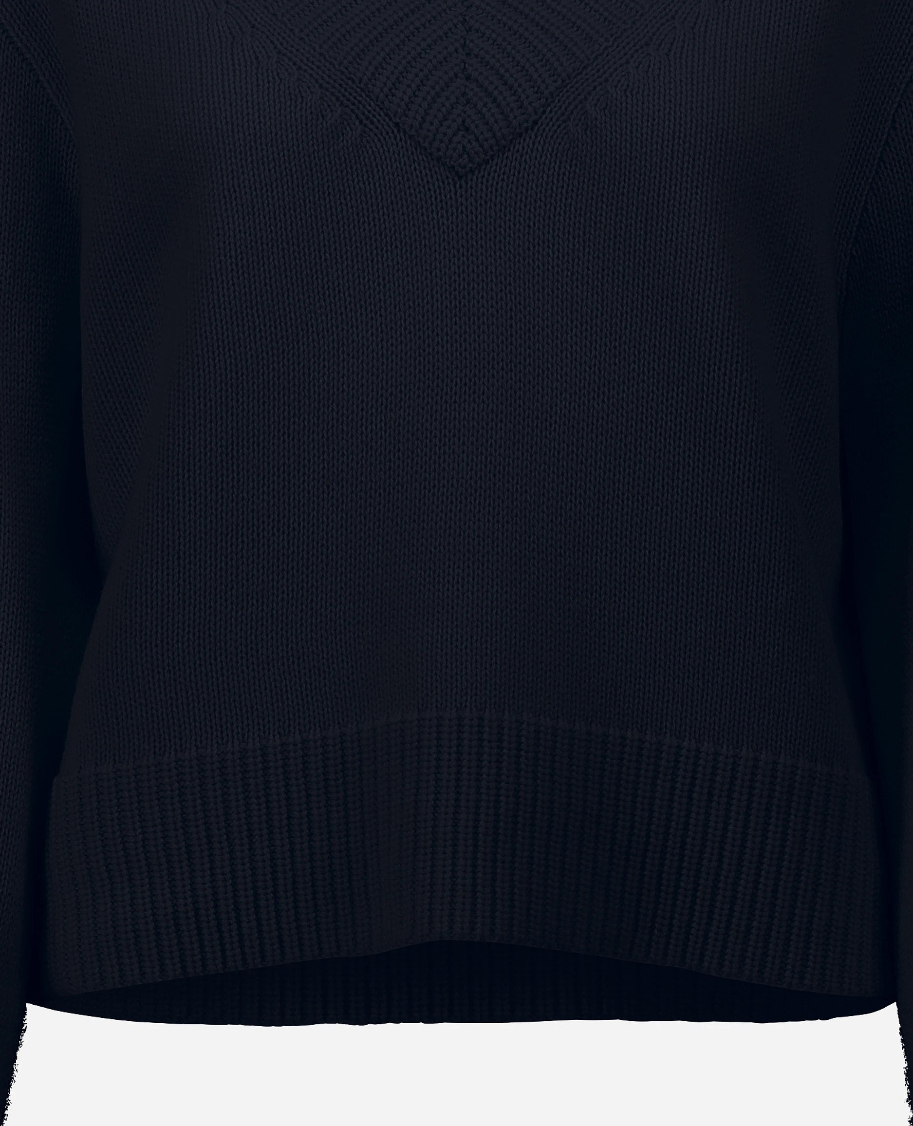 252-17033-14_41 - Allude - 30% Cashmere 70% Wolle Active Damen Grobstrick Kastiger Schnitt Langarm Navy Pullover SAPG::252-17033 Spring/Summer 2025 V-Ausschnitt Woll-Mischung