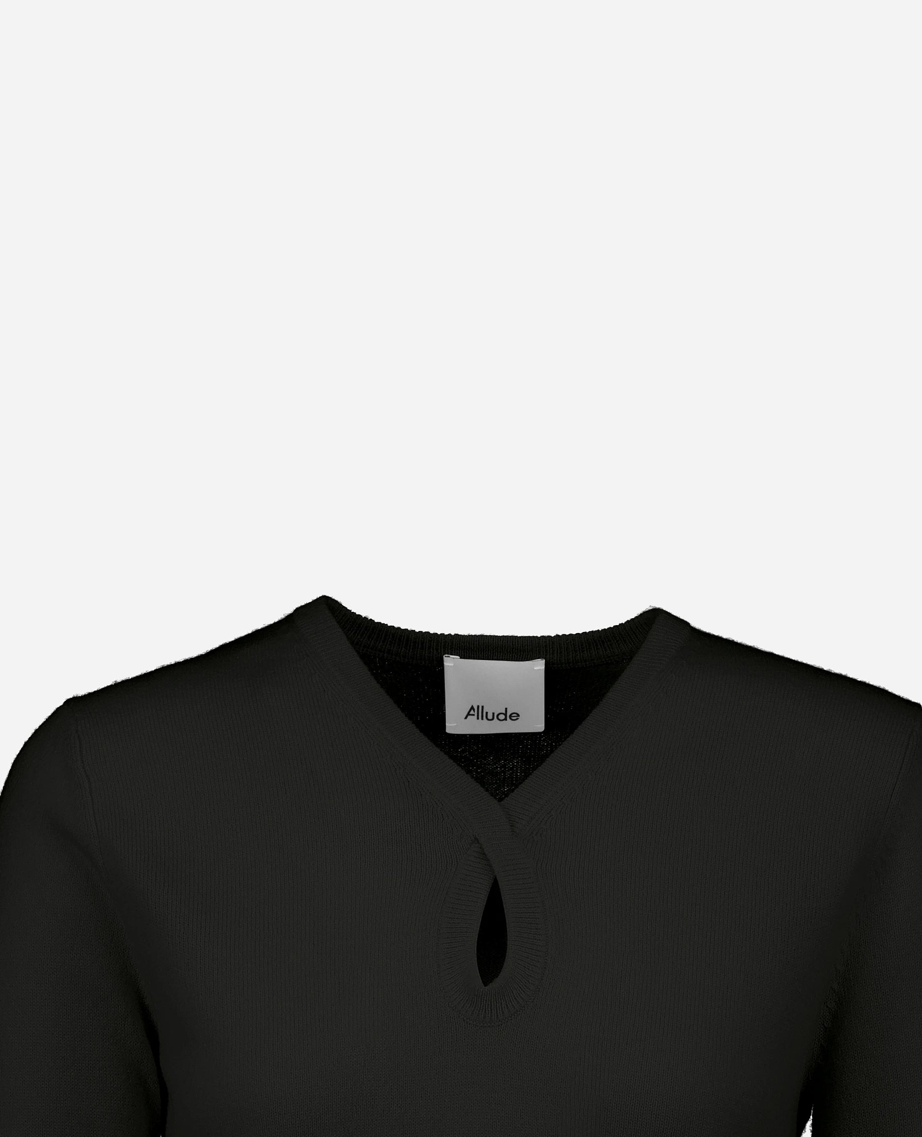 252-17070-90_40 - Allude - 30% Cashmere 70% Wolle Active Damen Feinstrick Gerade Passform Langarm Pullover SAPG::252-17070 Schwarz Spring/Summer 2025 V-Ausschnitt Woll-Mischung