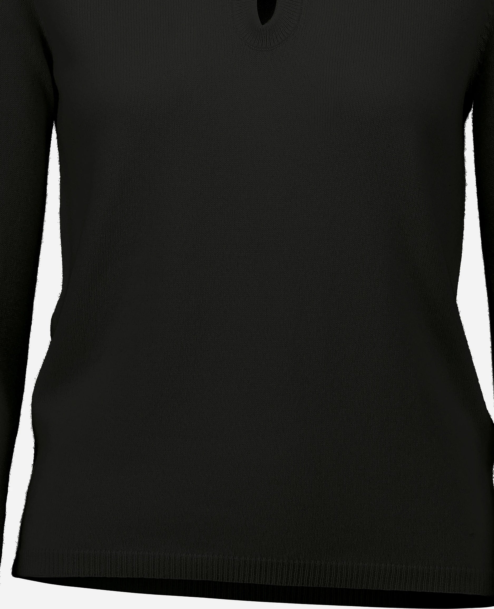 252-17070-90_41 - Allude - 30% Cashmere 70% Wolle Active Damen Feinstrick Gerade Passform Langarm Pullover SAPG::252-17070 Schwarz Spring/Summer 2025 V-Ausschnitt Woll-Mischung