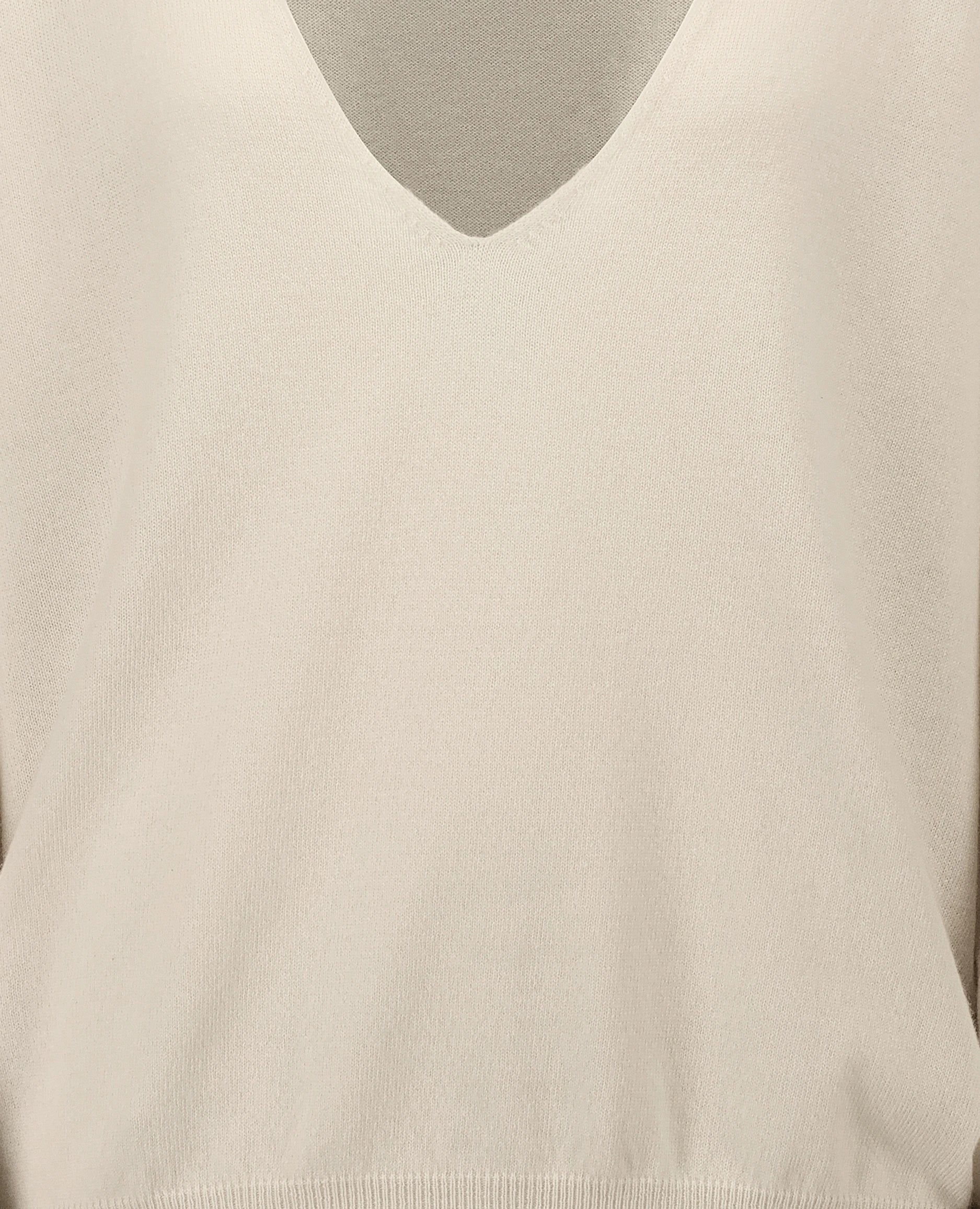 252-17071-41_41 - Allude - 30% Cashmere 70% Wolle Active Creme Damen Feinstrick Langarm Lockerer Schnitt Pullover SAPG::252-17071 Spring/Summer 2025 V-Ausschnitt Woll-Mischung