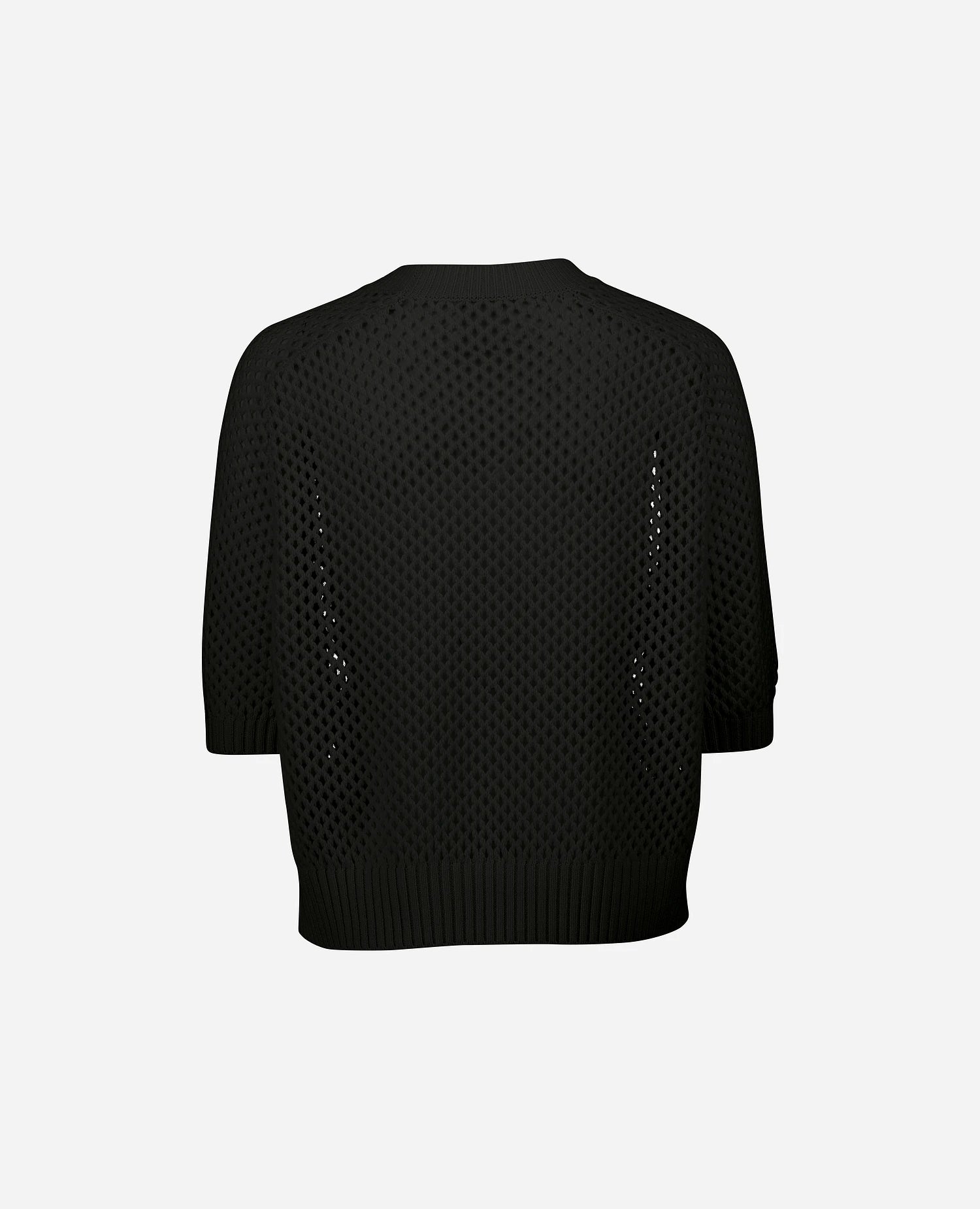 252-17652-90-2_background - Allude - 30% Cashmere 70% Wolle Active Damen Grobstrick Halbarm Kastiger Schnitt Pullover Rundhals SAPG::252-17652 Schwarz Spring/Summer 2025 Woll-Mischung