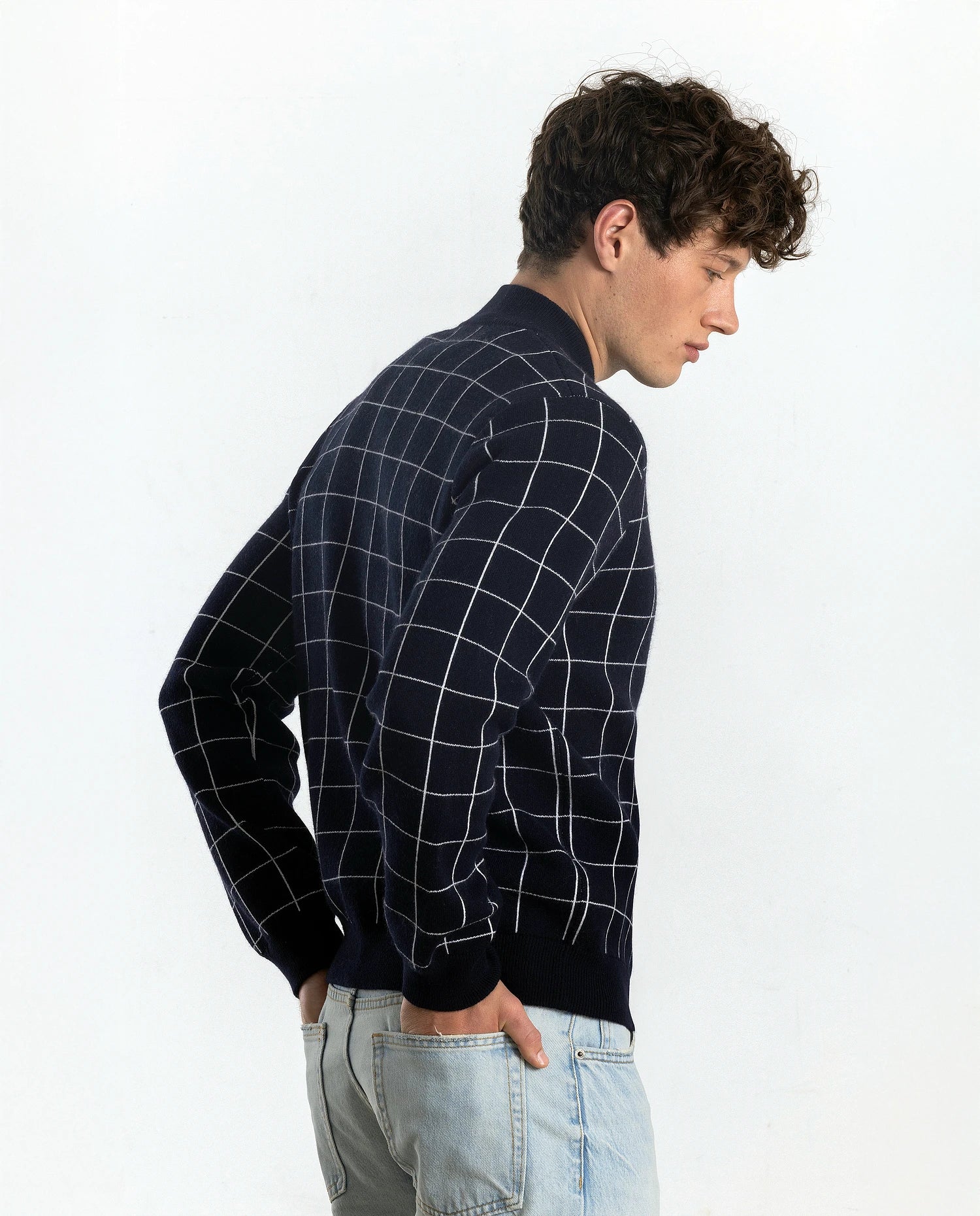 252-35030-1440_21 - Allude - 30% Cashmere 70% Baumwolle Active Allude x Eisbach Baumwoll-Mischung Herren Jacket Langarm Lockerer Schnitt mittelschwerer Strick Navy SAPG::252-35030 Spring/Summer 2025