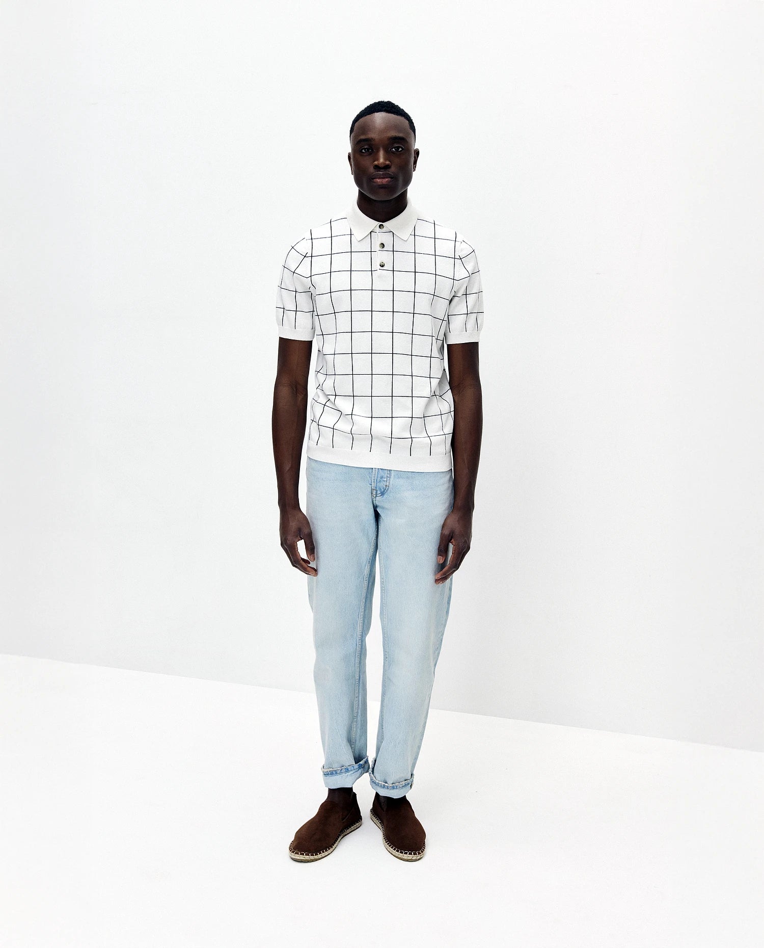 252-35031-4014_1 - Allude - 1/4 Arm 30% Cashmere 70% Baumwolle Active Allude x Eisbach Baumwoll-Mischung Feinstrick Gerade Passform Herren Polo Pullover SAPG::252-35031 Spring/Summer 2025 Weiß