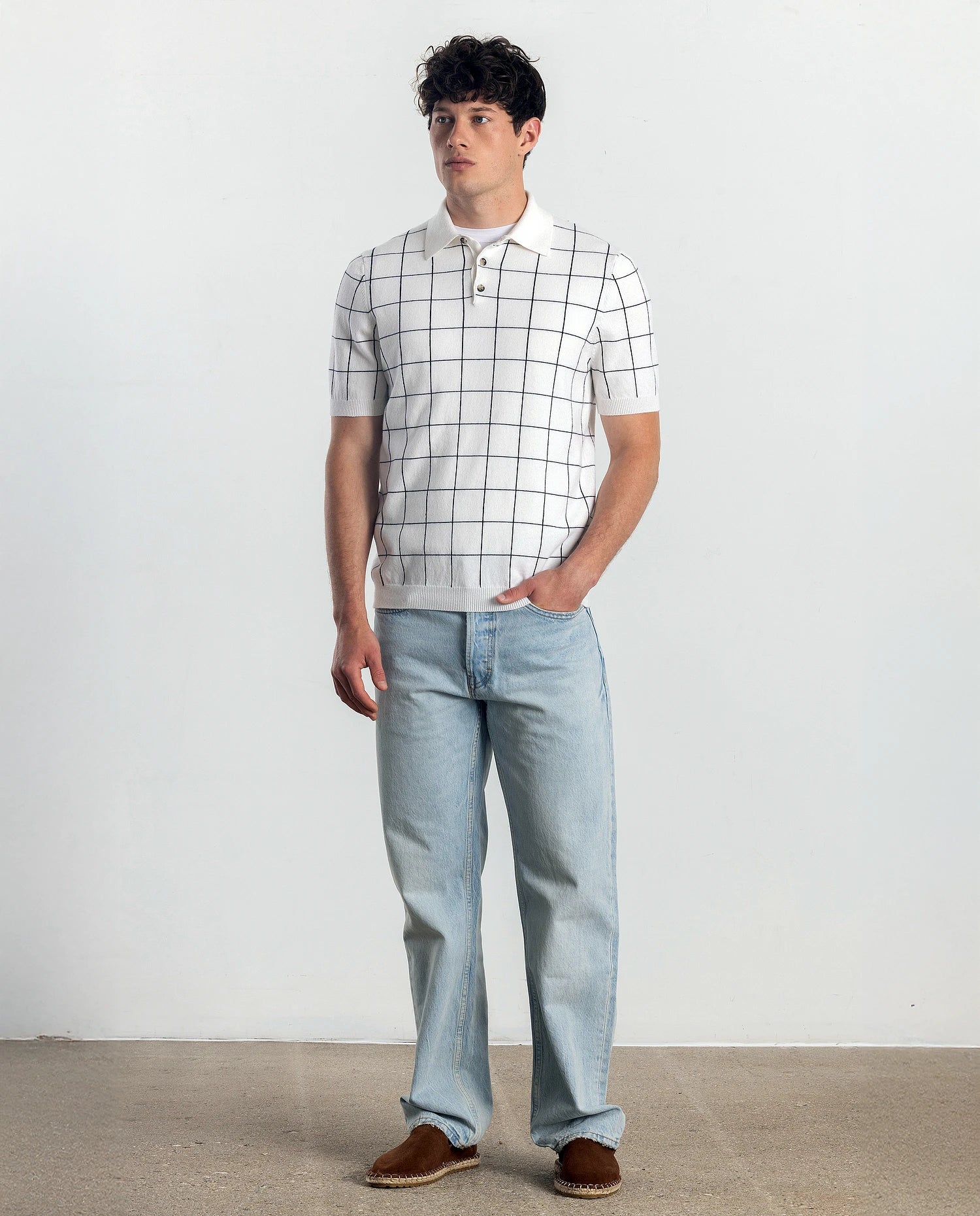 252-35031-4014_2 - Allude - 1/4 Arm 30% Cashmere 70% Baumwolle Active Allude x Eisbach Baumwoll-Mischung Feinstrick Gerade Passform Herren Polo Pullover SAPG::252-35031 Spring/Summer 2025 Weiß