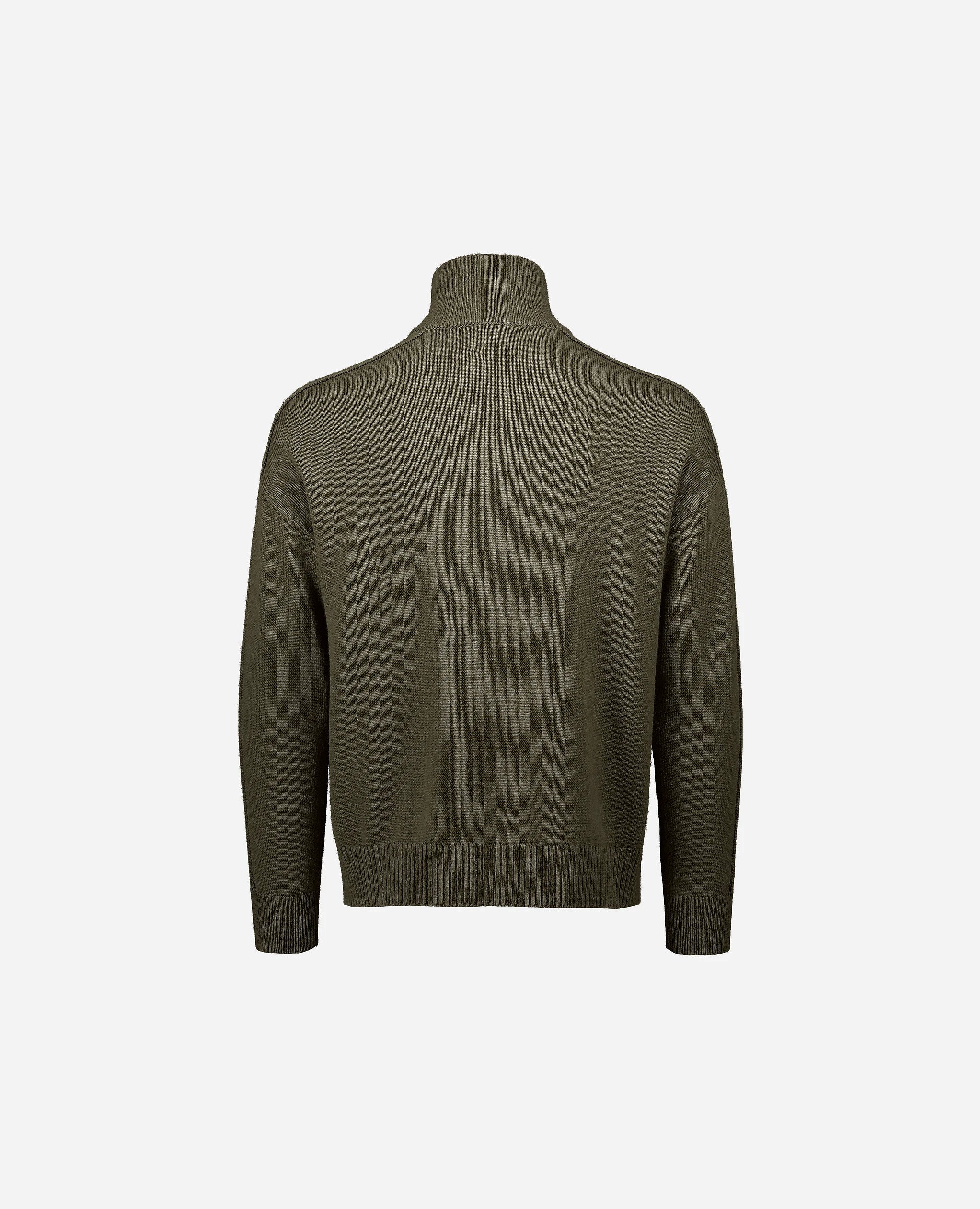 252-37621-38_4 - Allude - 30% Cashmere 70% Wolle Active Allude x Eisbach Herren Khaki Langarm Lockerer Schnitt mittelschwerer Strick Reißverschluss SAPG::252-37621 Spring/Summer 2025 Strickjacke Woll-Mischung
