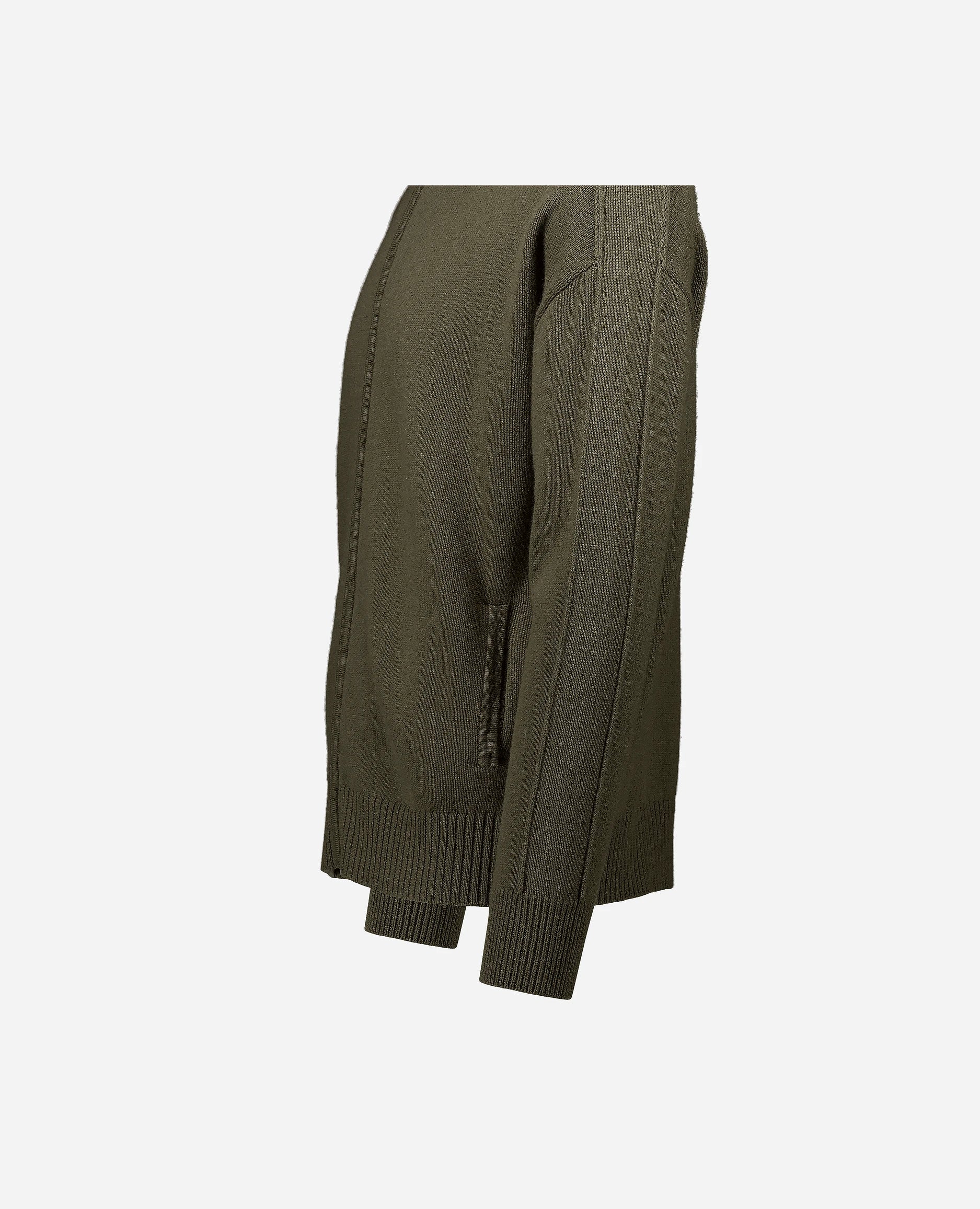 252-37621-38_42 - Allude - 30% Cashmere 70% Wolle Active Allude x Eisbach Herren Khaki Langarm Lockerer Schnitt mittelschwerer Strick Reißverschluss SAPG::252-37621 Spring/Summer 2025 Strickjacke Woll-Mischung