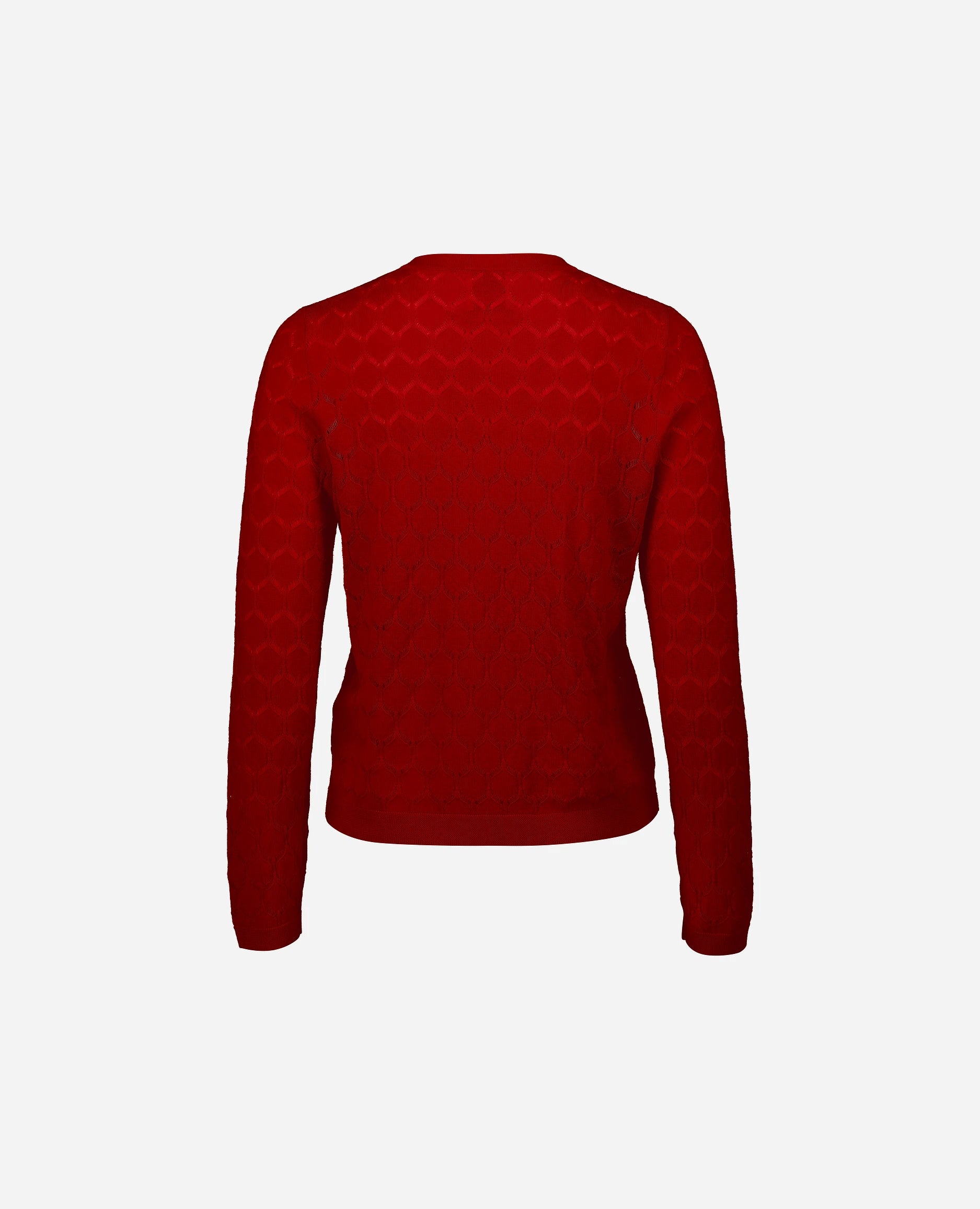 252-64050-465_4 - Allude - 100% Wolle (Merino) Active Damen Feinstrick Gerade Passform Langarm Rot Rundhals SAPG::252-64050 Spring/Summer 2025 Strickjacke Wolle
