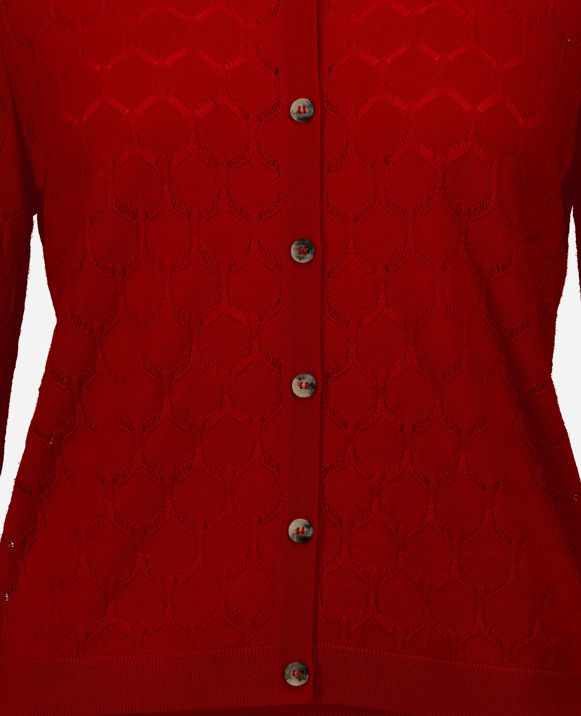 252-64050-465_41 - Allude - 100% Wolle (Merino) Active Damen Feinstrick Gerade Passform Langarm Rot Rundhals SAPG::252-64050 Spring/Summer 2025 Strickjacke Wolle