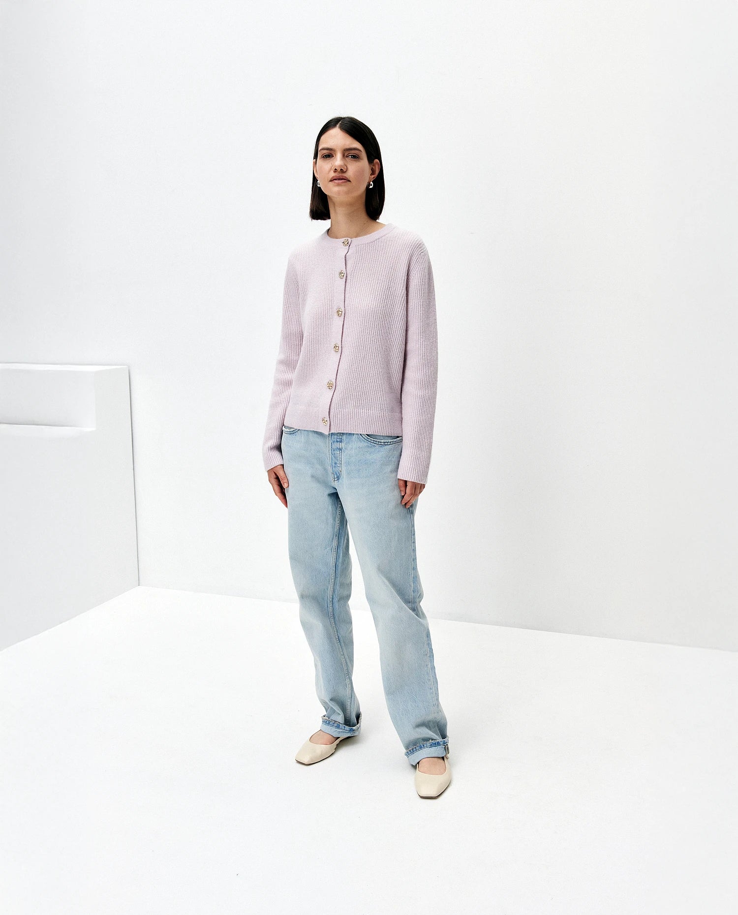 252-77010-60_1 - Allude - 25% Seide 75% Cashmere Active Cashmere-Mischung Damen Gerade Passform Langarm mittelschwerer Strick Rose Rundhals SAPG::252-77010 Spring/Summer 2025 Strickjacke