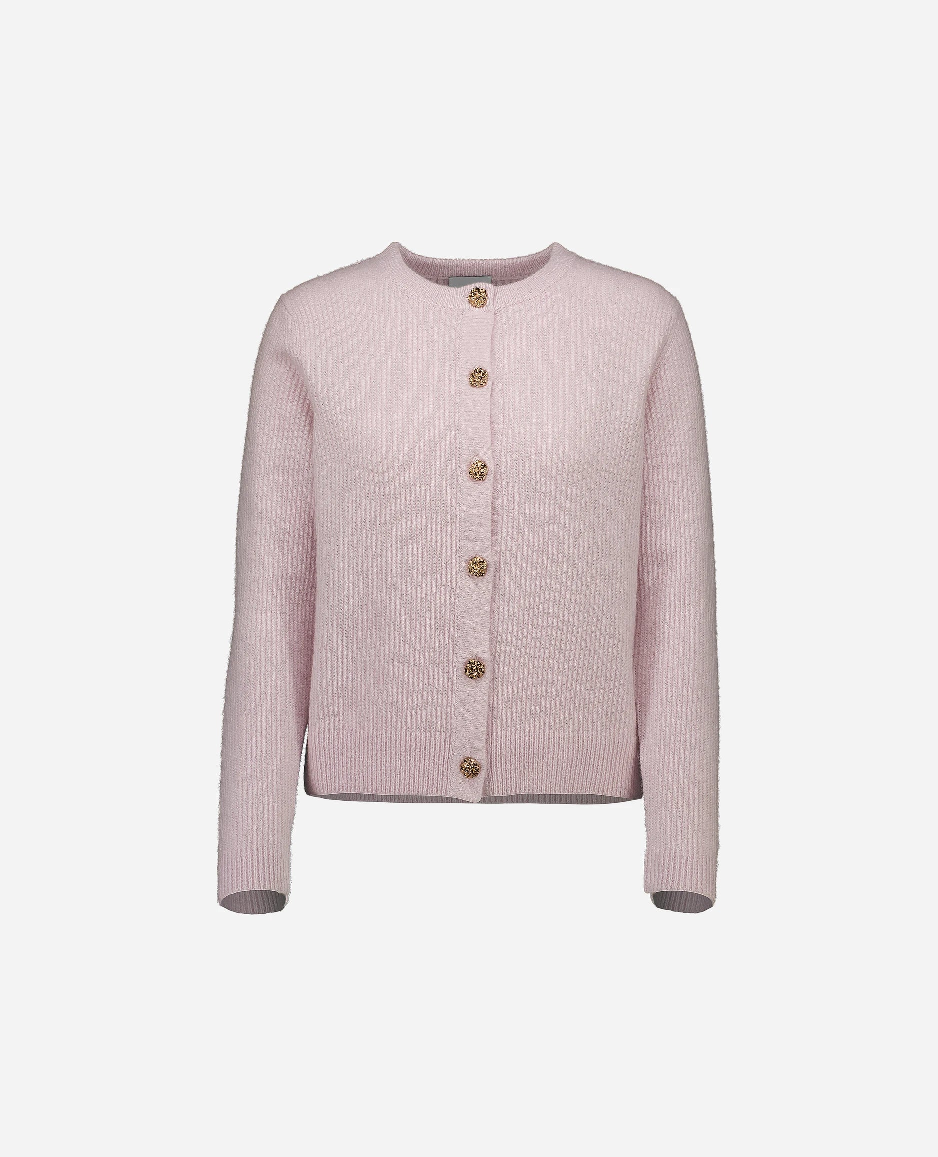 252-77010-60_3 - Allude - 25% Seide 75% Cashmere Active Cashmere-Mischung Damen Gerade Passform Langarm mittelschwerer Strick Rose Rundhals SAPG::252-77010 Spring/Summer 2025 Strickjacke