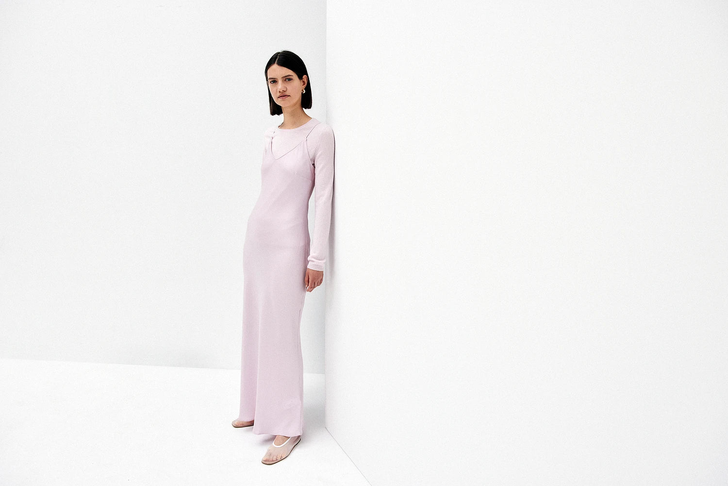 252-84004-60_10 - Allude - 7% Elastan 93% Seide A-Form Active Damen Kleid Rose SAPG::252-84004 Seide Spring/Summer 2025