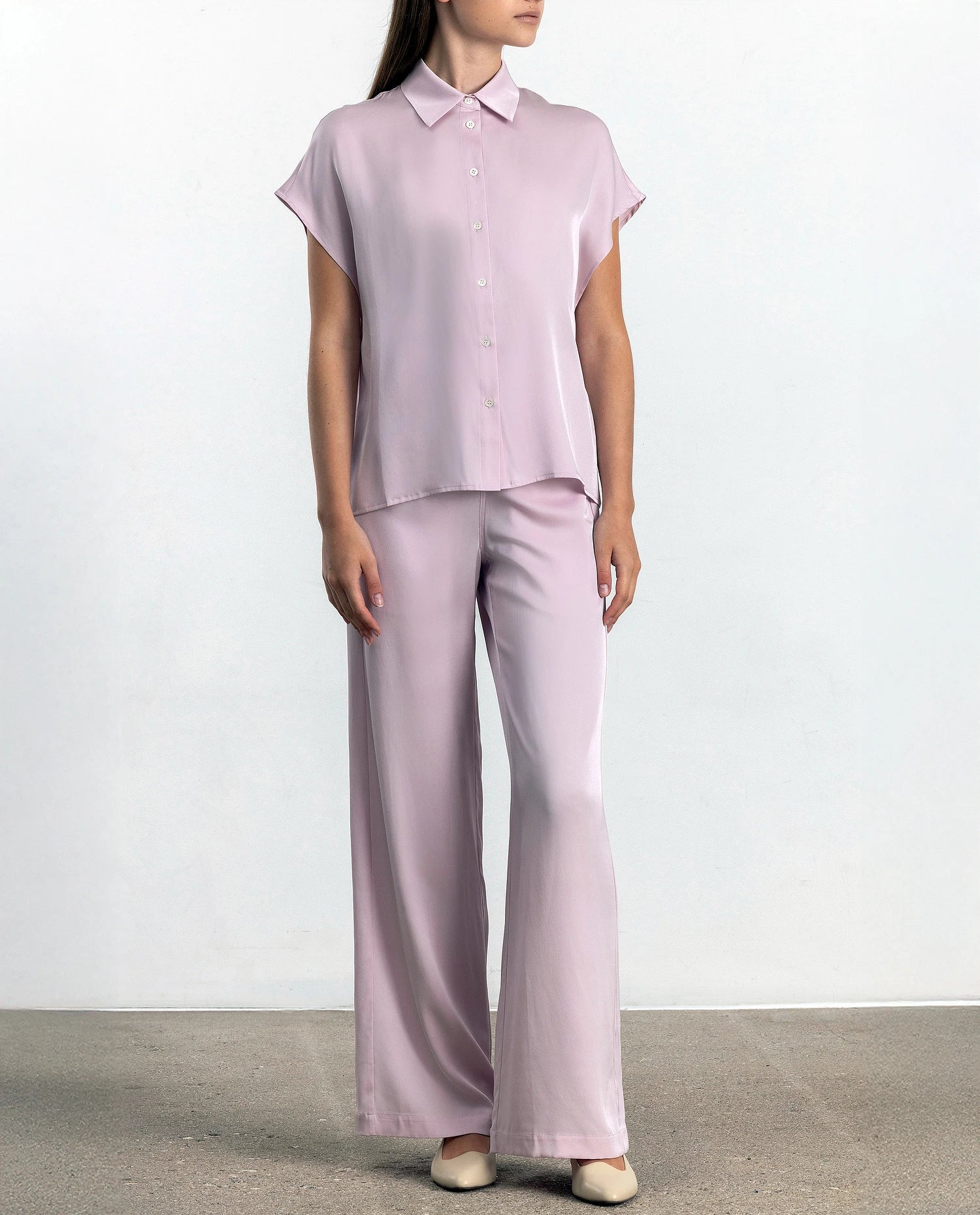 252-84006-60_20 - Allude - 7% Elastan 93% Seide Active Damen Hose Lockerer Schnitt Rose SAPG::252-84006 Seide Spring/Summer 2025