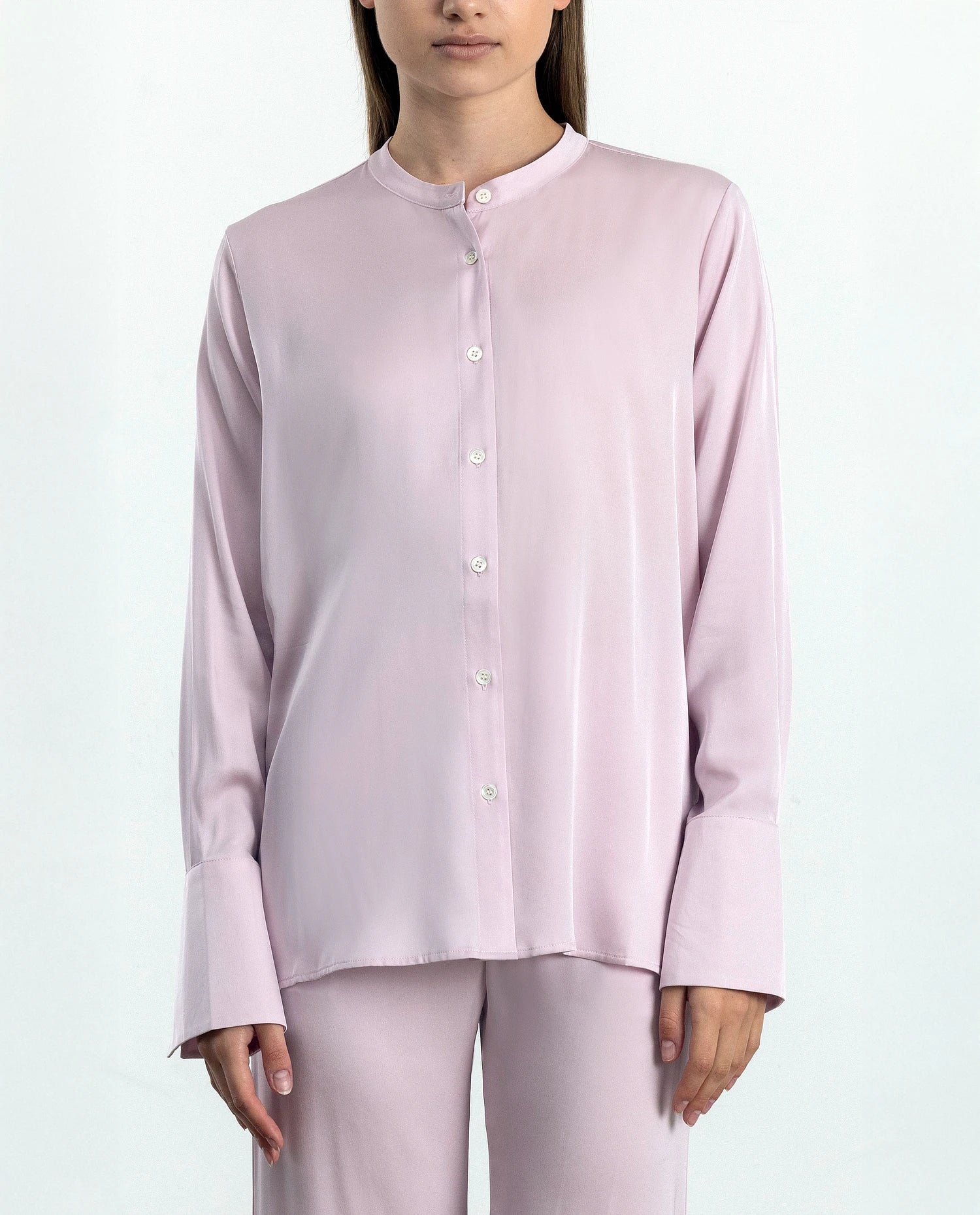 252-84011-60_20 - Allude - 7% Elastan 93% Seide Active Bluse Damen Langarm Lockerer Schnitt Rose SAPG::252-84011 Seide Spring/Summer 2025