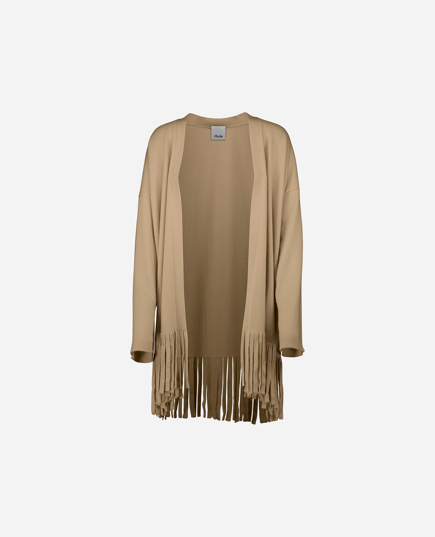 253-20000-42_1 - Allude - Active Beige Cashmere Damen Feinstrick Flachstrick High Summer 2025 Langarm offen SAPG::253-20000 Strickjacke