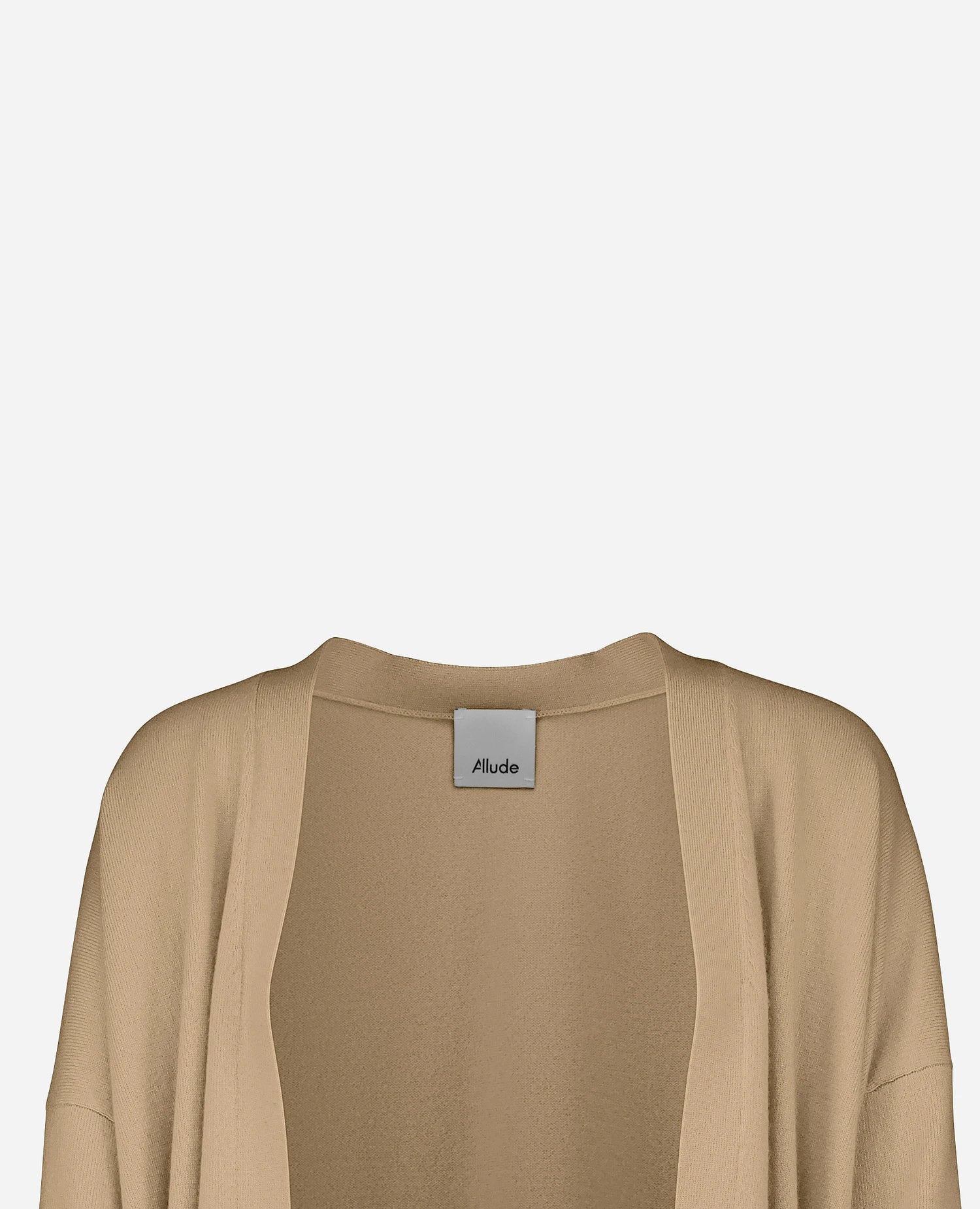 253-20000-42_3 - Allude - Active Beige Cashmere Damen Feinstrick Flachstrick High Summer 2025 Langarm offen SAPG::253-20000 Strickjacke