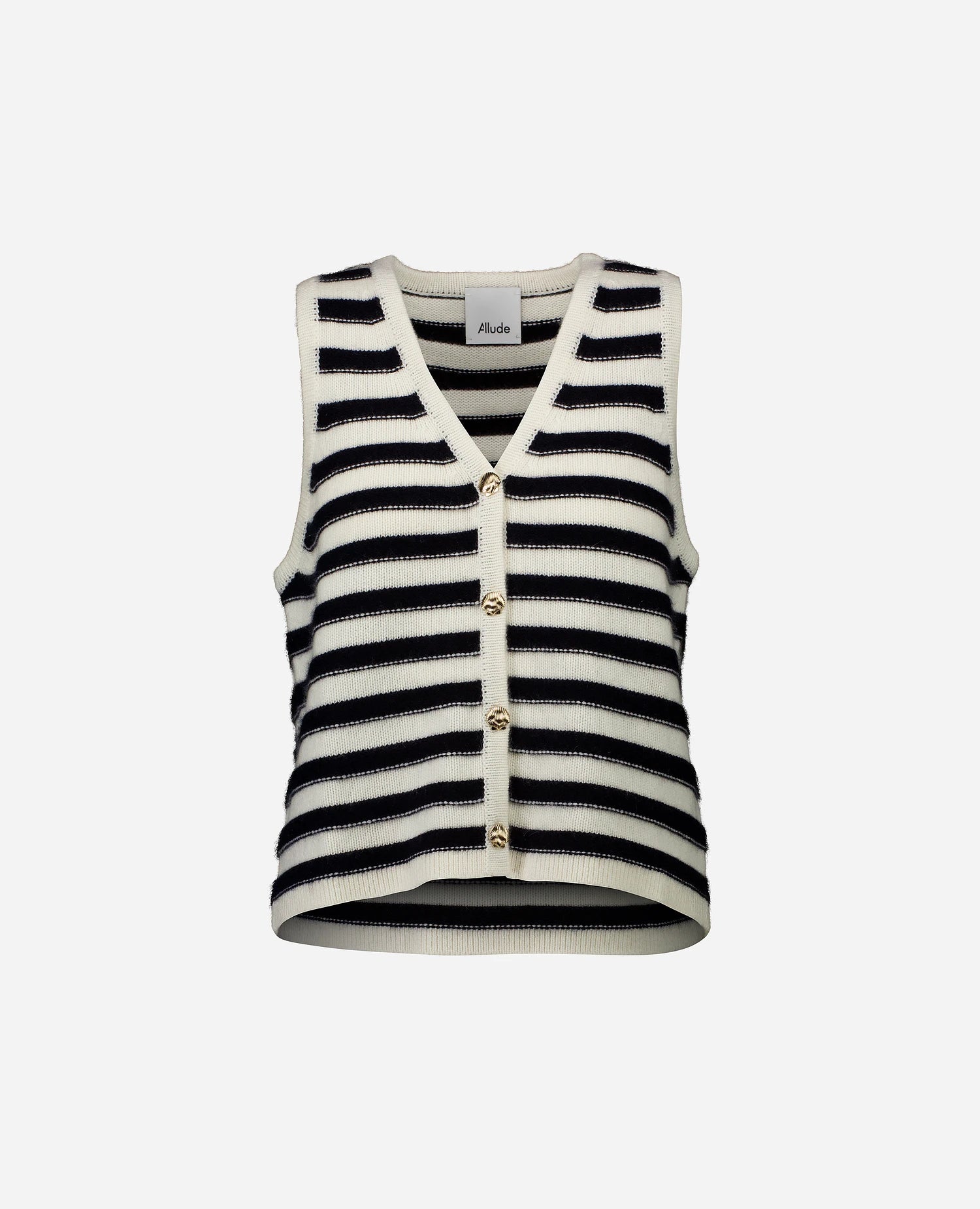 253-20030-4014_1 - Allude - 0 Active Cashmere Damen Flachstrick High Summer 2025 mittelschwerer Strick NEW SAPG::253-20030 Weiß Weste