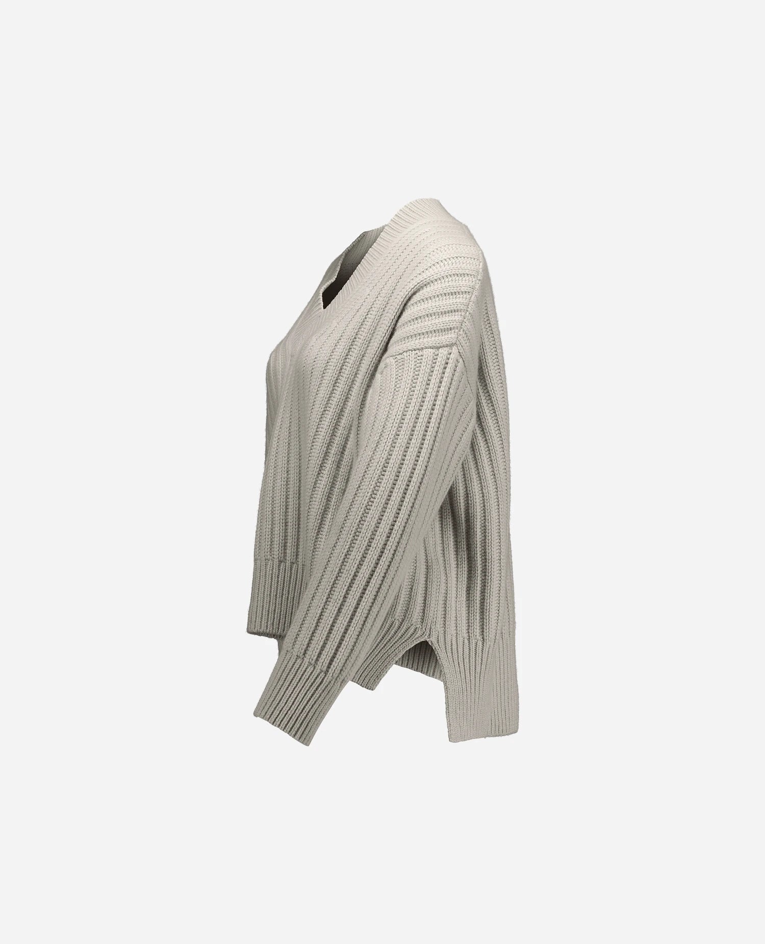 255-11121-80_40_37bf3379-3d3f-4e8a-a2b8-e2847d77b4ca - Allude - 100% Cashmere Active Damen Fall/Winter 2025/2026 Grau Grobstrick Lockerer Schnitt NEW Pullover Rippenmuster SAPG::255-11121 V-Ausschnitt