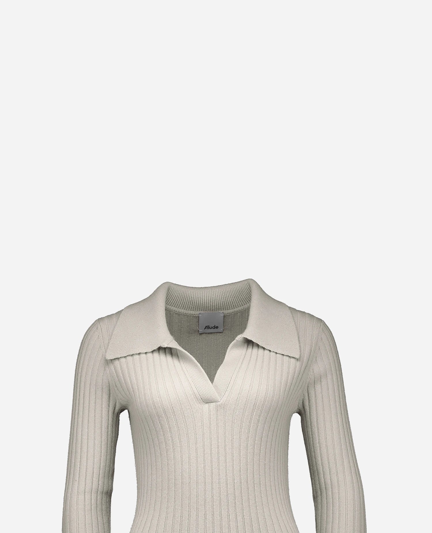 255-11145-80_40 - Allude - 0 100% Cashmere Active Damen Enger Schnitt Fall/Winter 2025/2026 Feinstrick Grau Kleid NEW Rippenmuster SAPG::255-11145