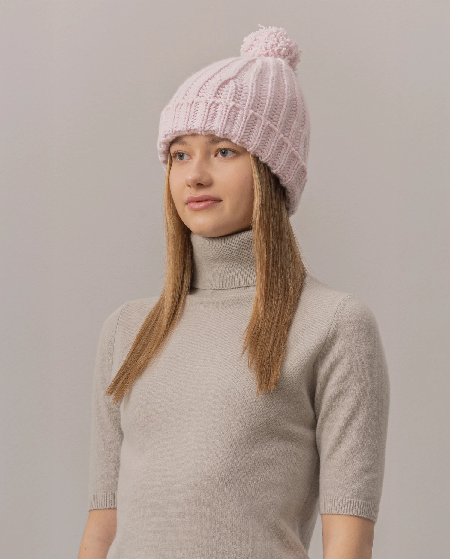 255-11163-60_20 - Allude - 0 100% Cashmere Active Damen Fall/Winter 2025/2026 Flachstrick Grobstrick Mütze NEW Rose SAPG::255-11163