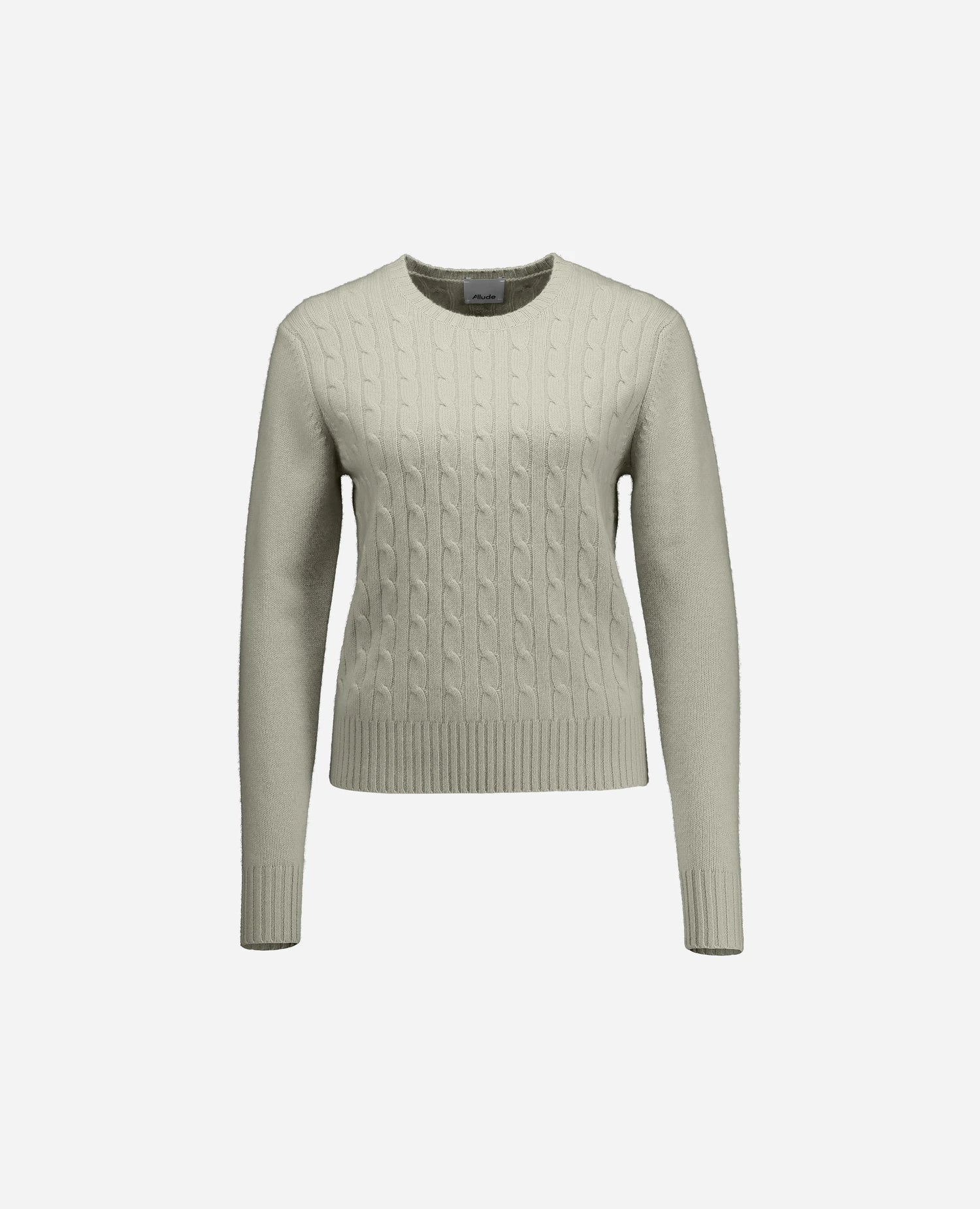 255-11211-82_3 - Allude - 5% Polyurethan 95% Cashmere Active Damen Fall/Winter 2025/2026 Gerade Passform Grau mittelschwerer Strick NEW Pullover Rundhals SAPG::255-11211 Zopfmuster
