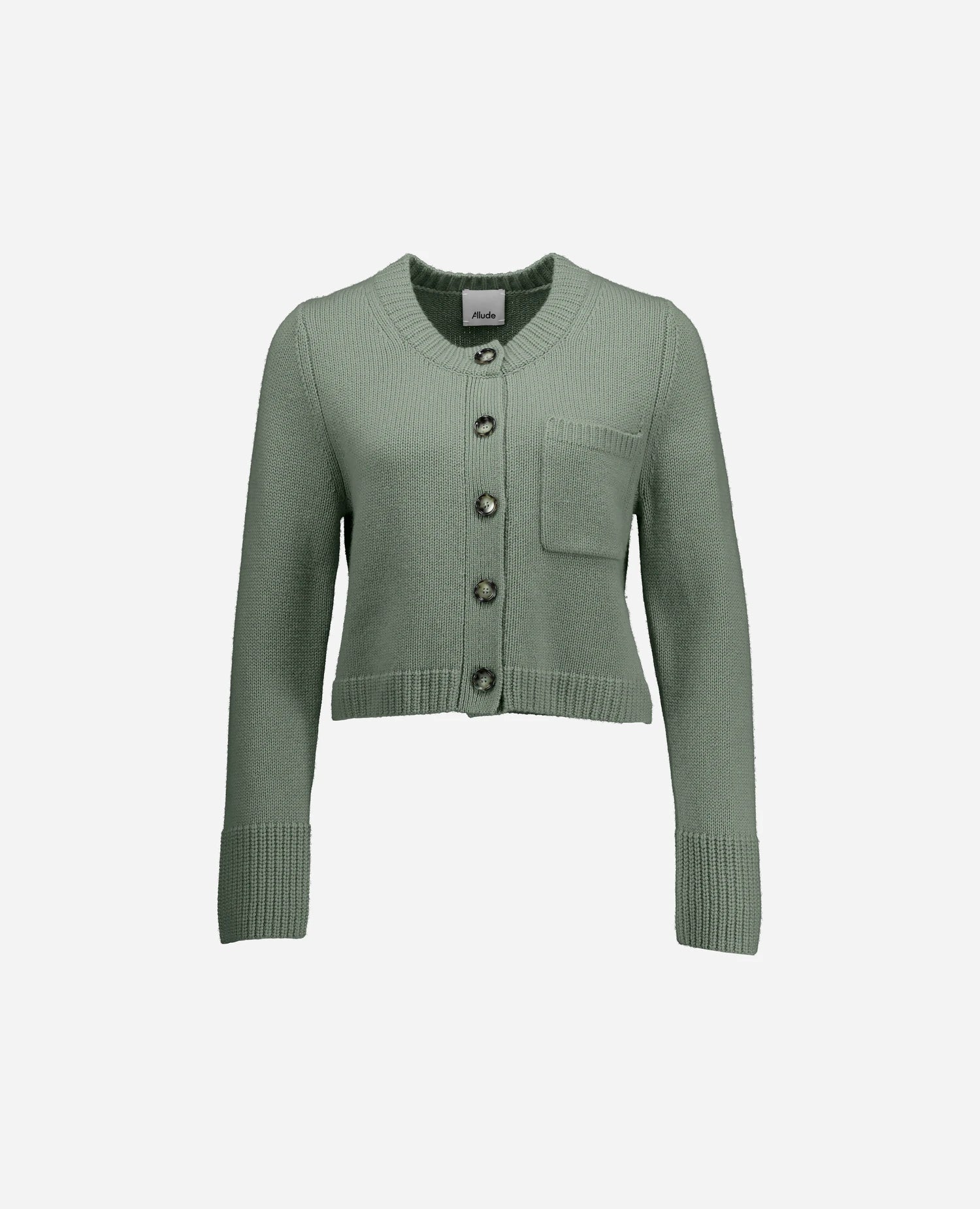 255-17001-31_3 - Allude - 30% Cashmere 70% Wolle Active Damen Fall/Winter 2025/2026 Flachstrick Grobstrick Grün Kastiger Schnitt NEW Rundhals SAPG::255-17001 Strickjacke