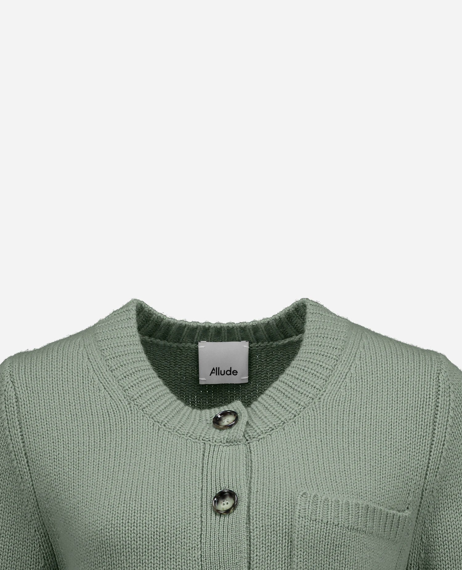 255-17001-31_40 - Allude - 30% Cashmere 70% Wolle Active Damen Fall/Winter 2025/2026 Flachstrick Grobstrick Grün Kastiger Schnitt NEW Rundhals SAPG::255-17001 Strickjacke