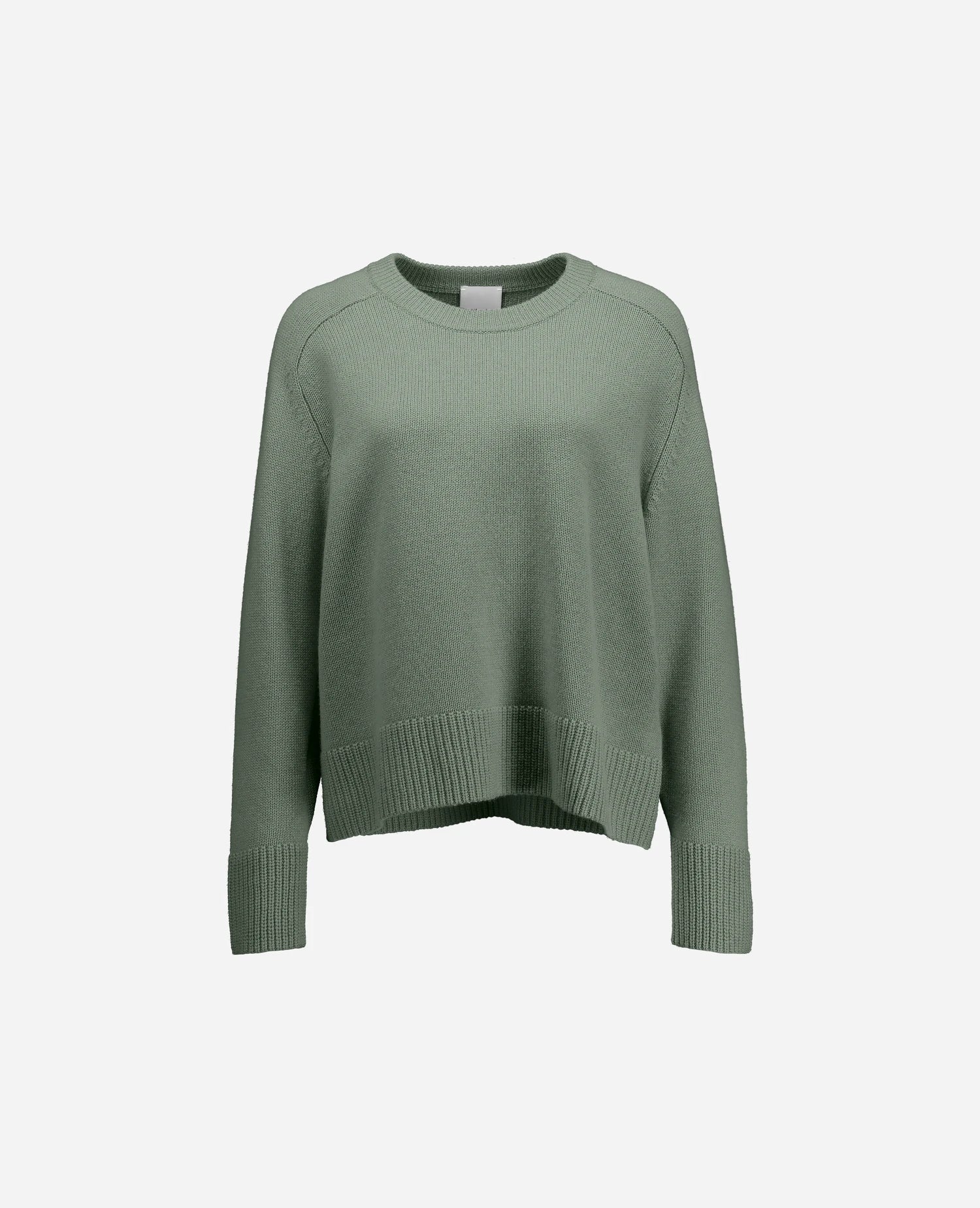 255-17002-31_3 - Allude - 30% Cashmere 70% Wolle Active Damen Fall/Winter 2025/2026 Flachstrick Grobstrick Grün Lockerer Schnitt NEW Pullover Rundhals SAPG::255-17002