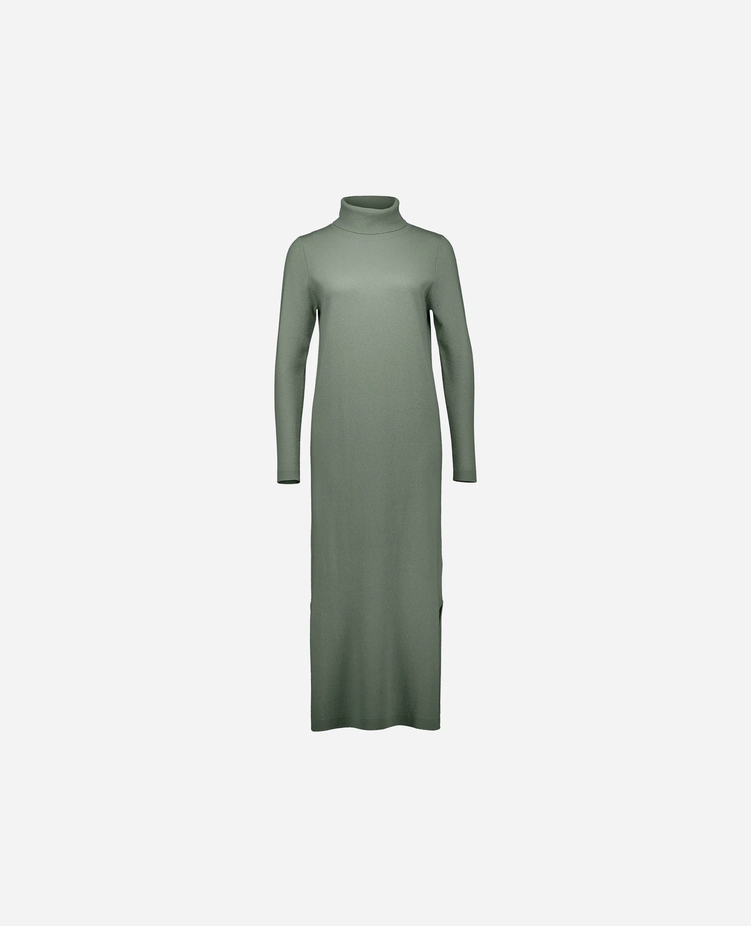 255-17013-31_3 - Allude - 30% Cashmere 70% Wolle Active Damen Fall/Winter 2025/2026 Feinstrick Flachstrick Gerade Passform Grün Kleid NEW Rollkragen SAPG::255-17013