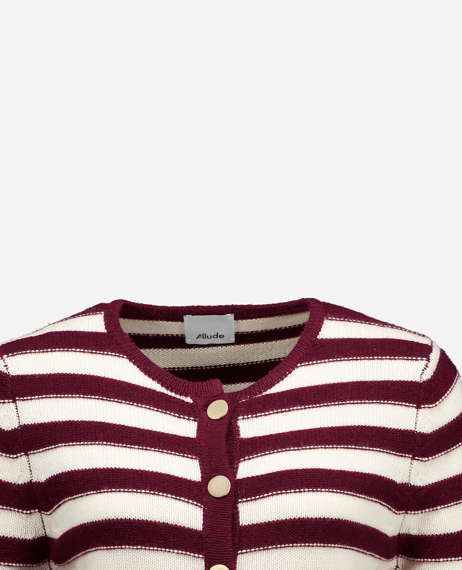 255-17020-68_1-40 - Allude - 30% Cashmere 70% Wolle Active Damen Fall/Winter 2025/2026 Flachstrick Kastiger Schnitt mittelschwerer Strick NEW Rot Rundhals SAPG::255-17020 Strickjacke