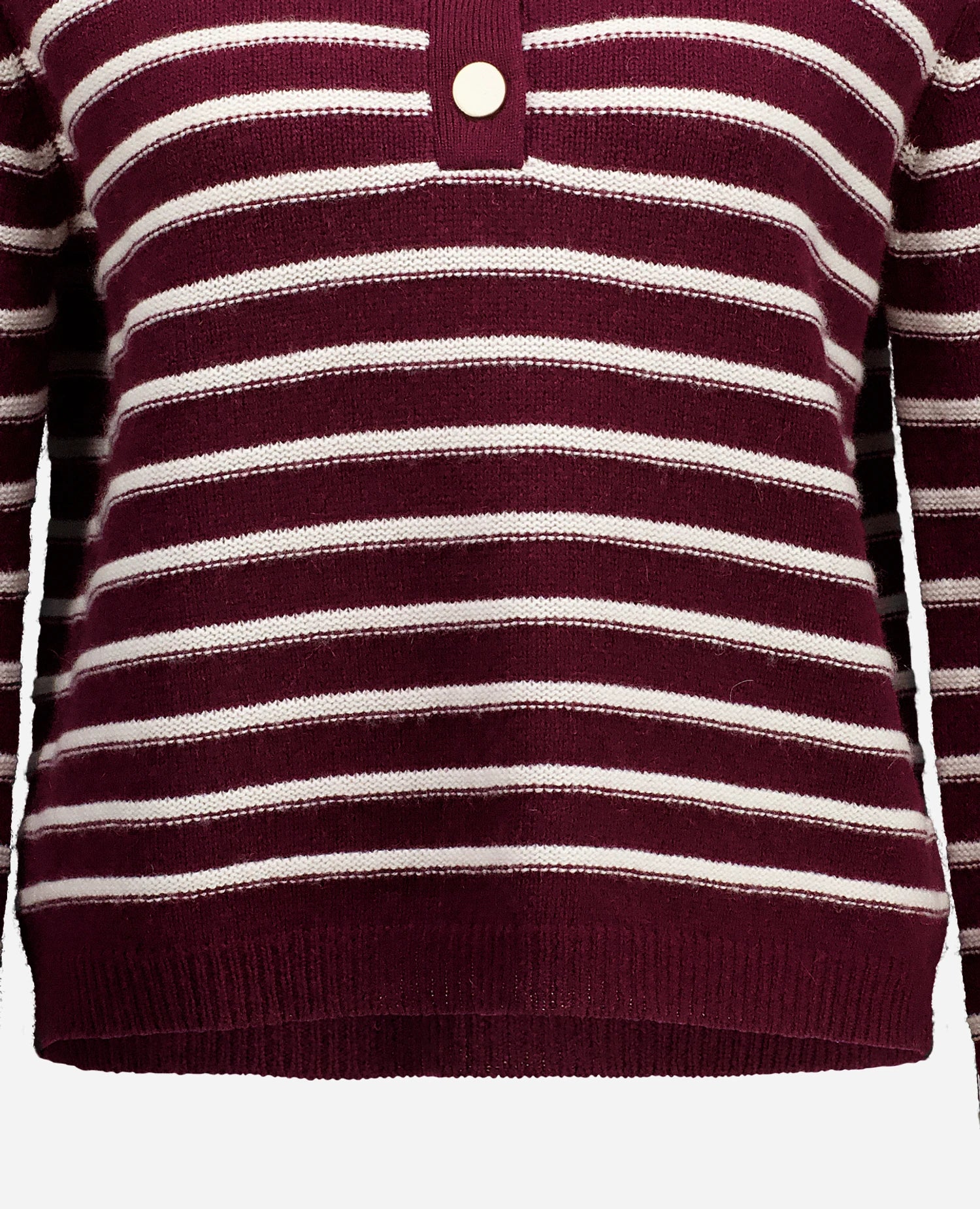 255-17022-68_1-41 - Allude - 30% Cashmere 70% Wolle Active Damen Fall/Winter 2025/2026 Flachstrick mit Streifen --> Streifendesign Kastiger Schnitt mittelschwerer Strick NEW Polo Pullover Rot SAPG::255-17022