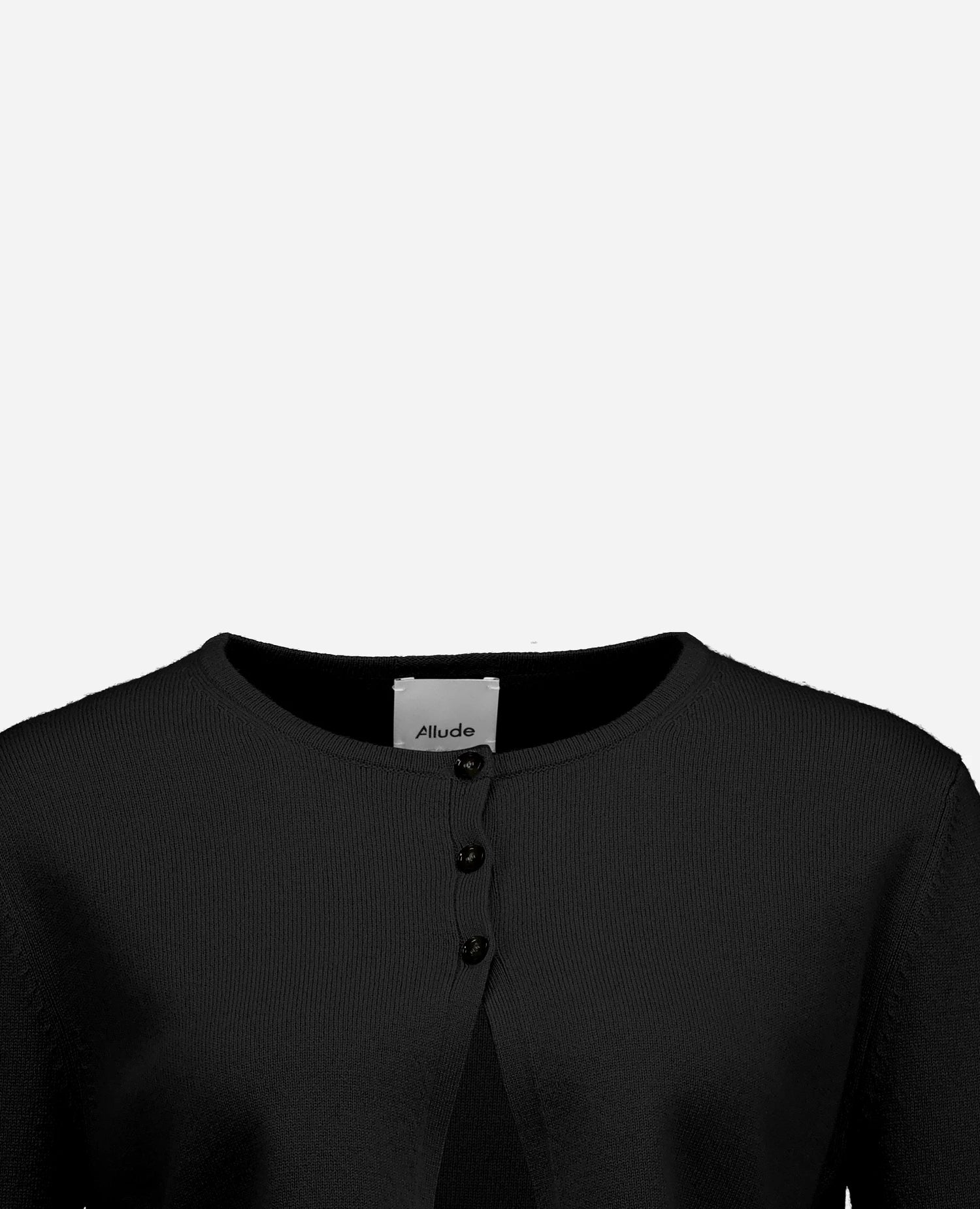 255-17050-90_40 - Allude - 0 30% Cashmere 70% Wolle Active Damen Fall/Winter 2025/2026 Feinstrick Flachstrick Kastiger Schnitt NEW SAPG::255-17050 Schwarz Strickjacke