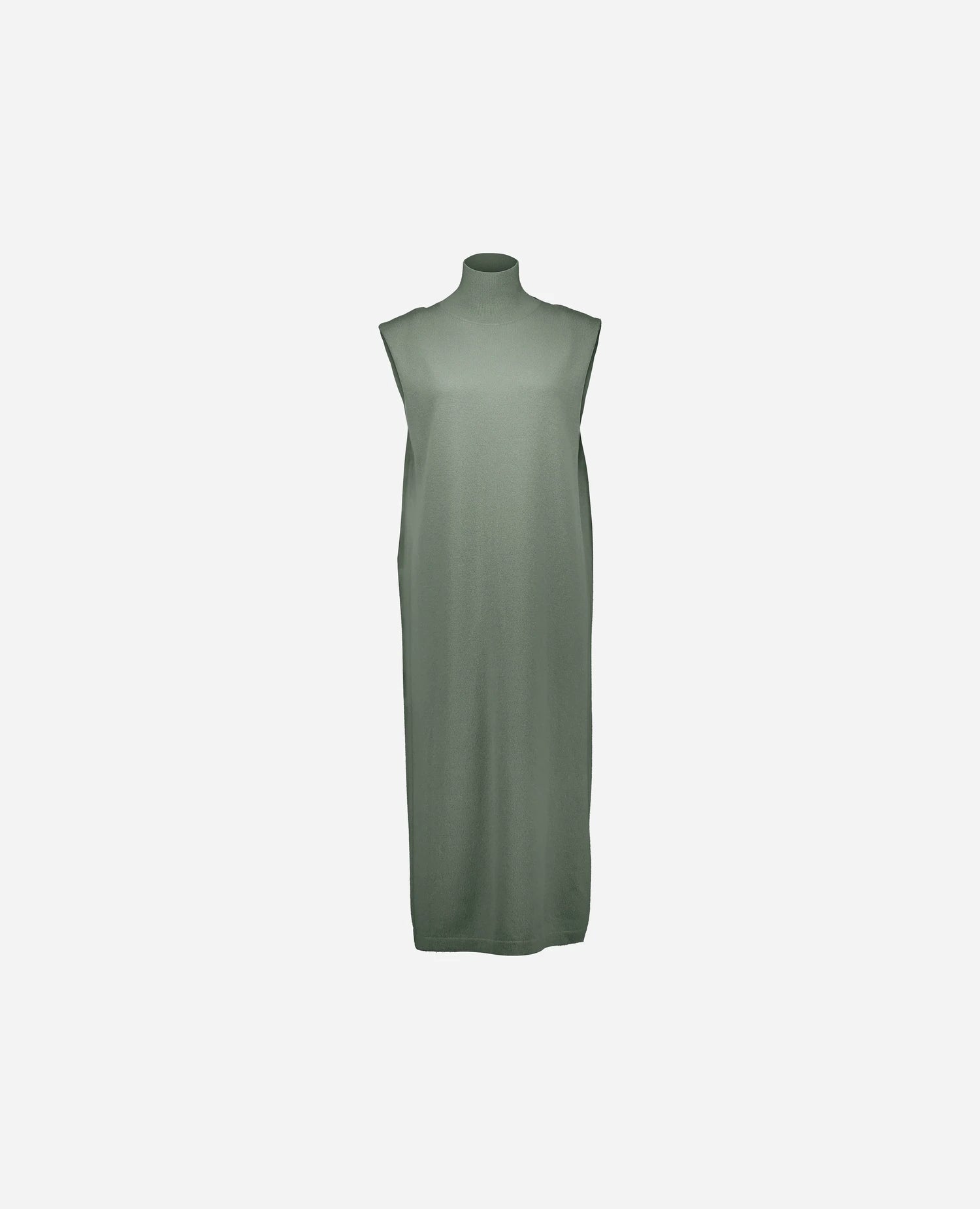 255-17052-31_3 - Allude - 30% Cashmere 70% Wolle Active Damen Fall/Winter 2025/2026 Feinstrick Flachstrick Grün Kleid Lockerer Schnitt NEW SAPG::255-17052 Stehkragen