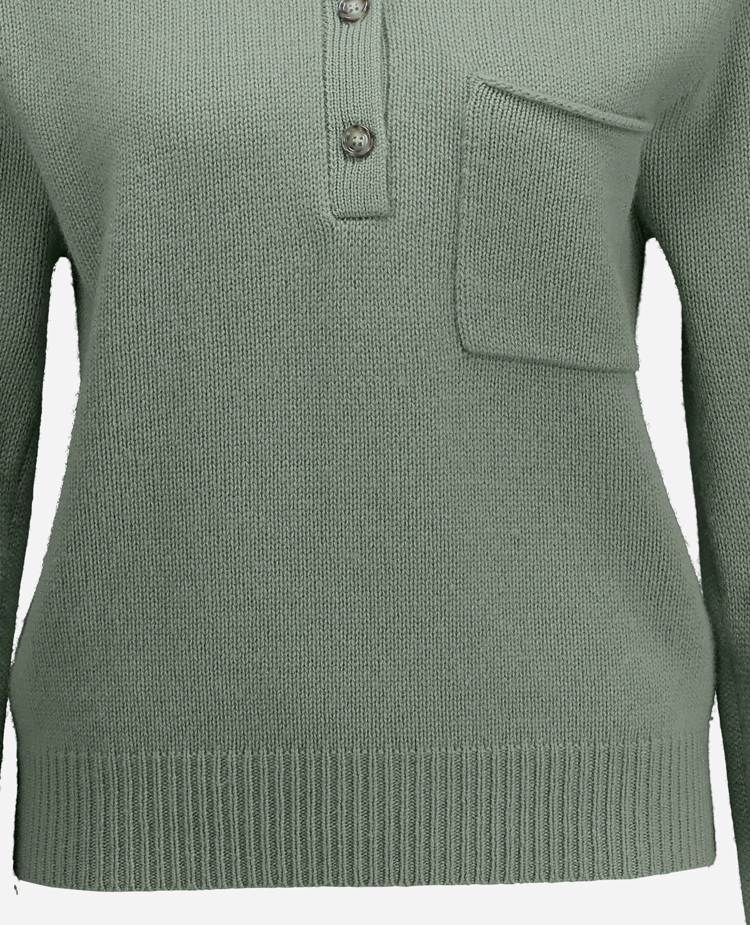 255-17073-31_41 - Allude - 30% Cashmere 70% Wolle Active Damen Fall/Winter 2025/2026 Flachstrick Gerade Passform Grobstrick Grün NEW Polo Pullover SAPG::255-17073