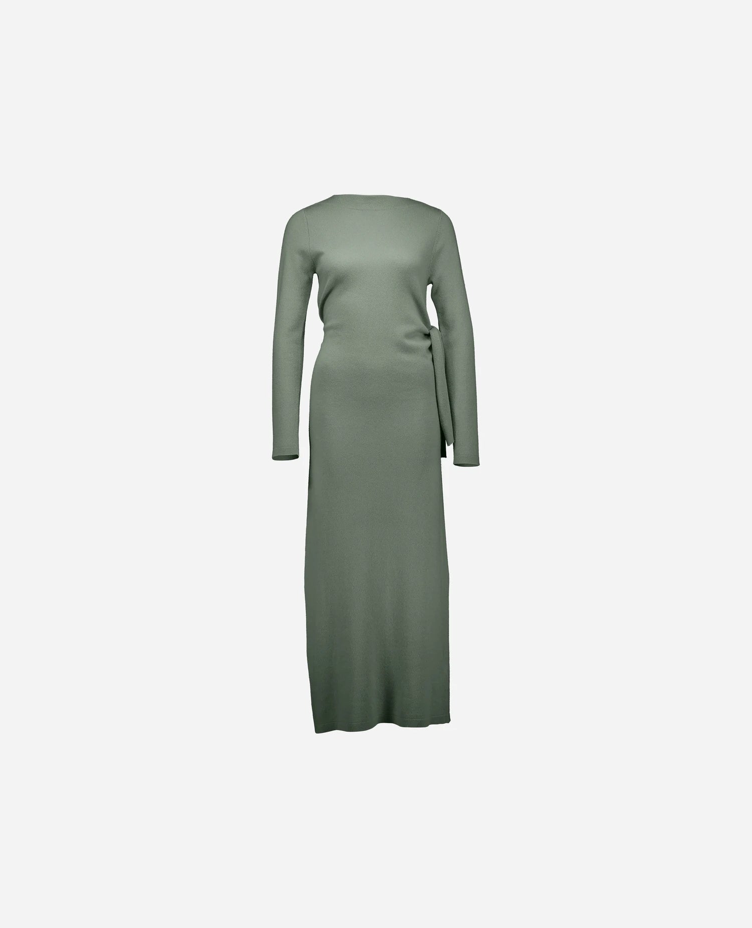 255-17094-31_3 - Allude - 30% Cashmere 70% Wolle Active Damen Enger Schnitt Fall/Winter 2025/2026 Feinstrick Flachstrick Grün Kleid NEW Rundhals SAPG::255-17094