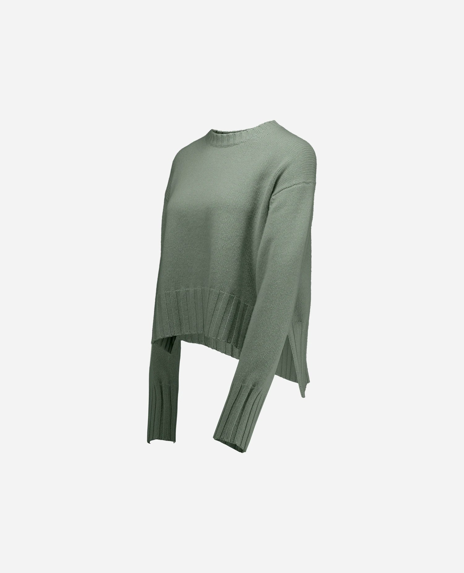 255-17102-31_40 - Allude - 30% Cashmere 70% Wolle Active Damen Fall/Winter 2025/2026 Flachstrick Grobstrick Grün Lockerer Schnitt NEW Pullover Rundhals SAPG::255-17102