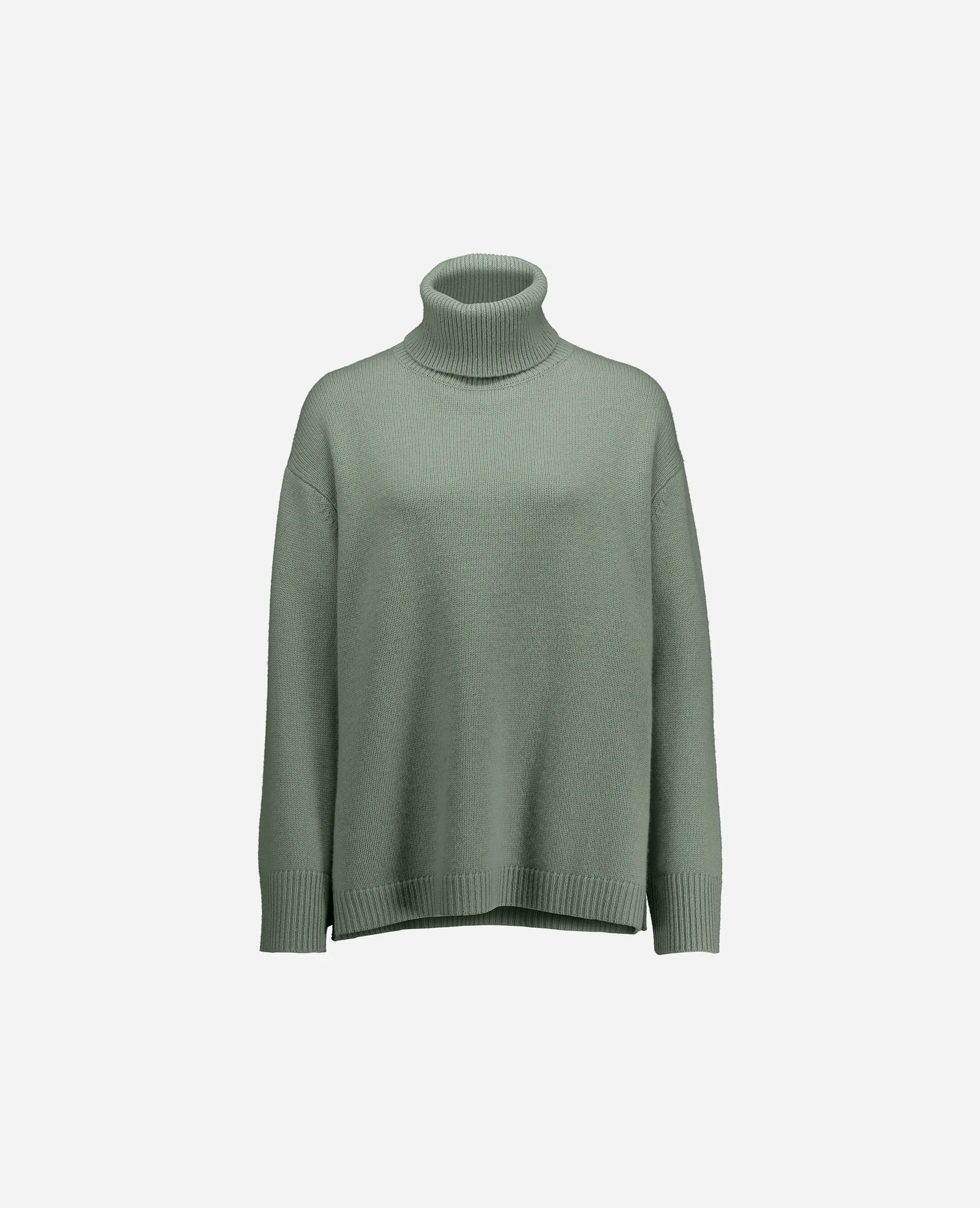 255-17105-31_3 - Allude - 30% Cashmere 70% Wolle Active Damen Fall/Winter 2025/2026 Flachstrick Grobstrick Grün Lockerer Schnitt NEW Pullover Rollkragen SAPG::255-17105