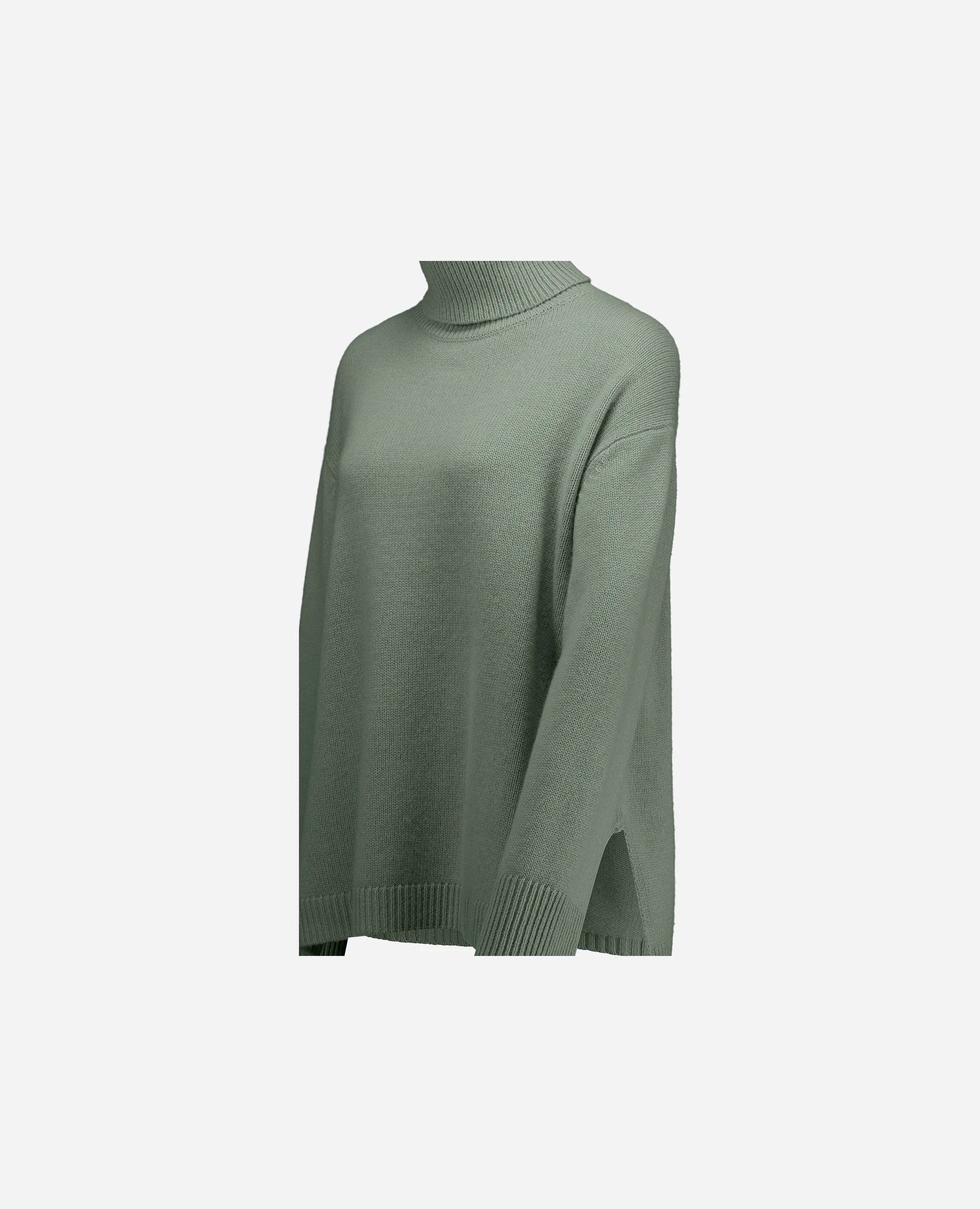 255-17105-31_40 - Allude - 30% Cashmere 70% Wolle Active Damen Fall/Winter 2025/2026 Flachstrick Grobstrick Grün Lockerer Schnitt NEW Pullover Rollkragen SAPG::255-17105